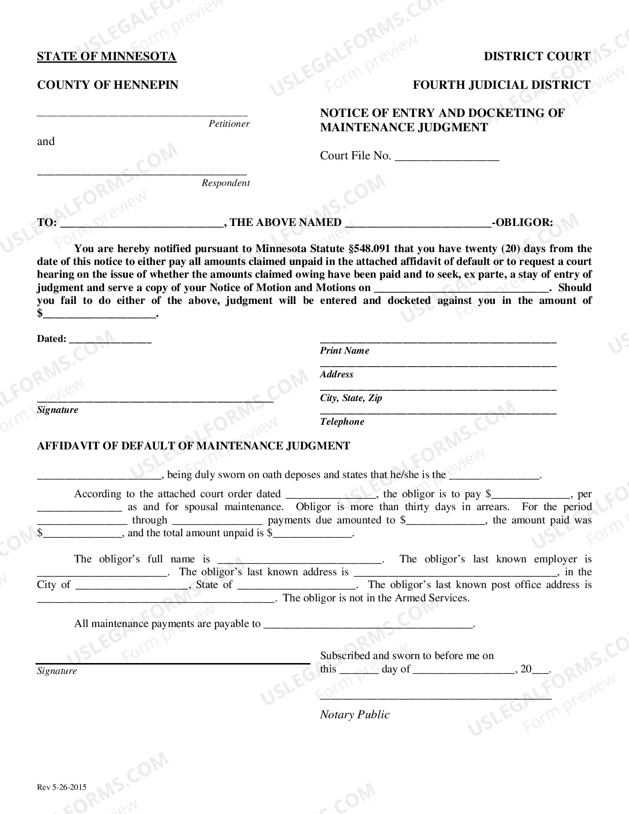 Preview Docket a Spousal Maintenance Judgment(pdf)