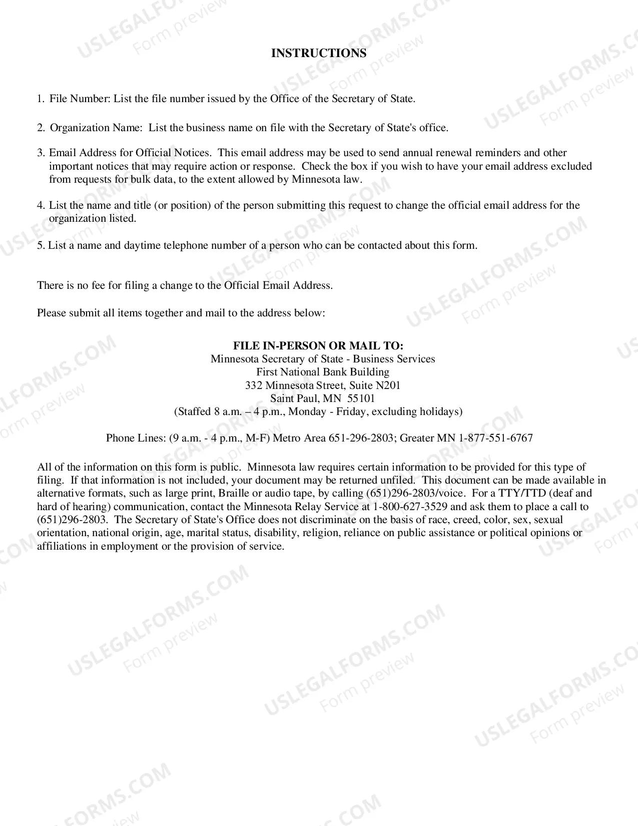 Preview Email Address For Official Notices Change