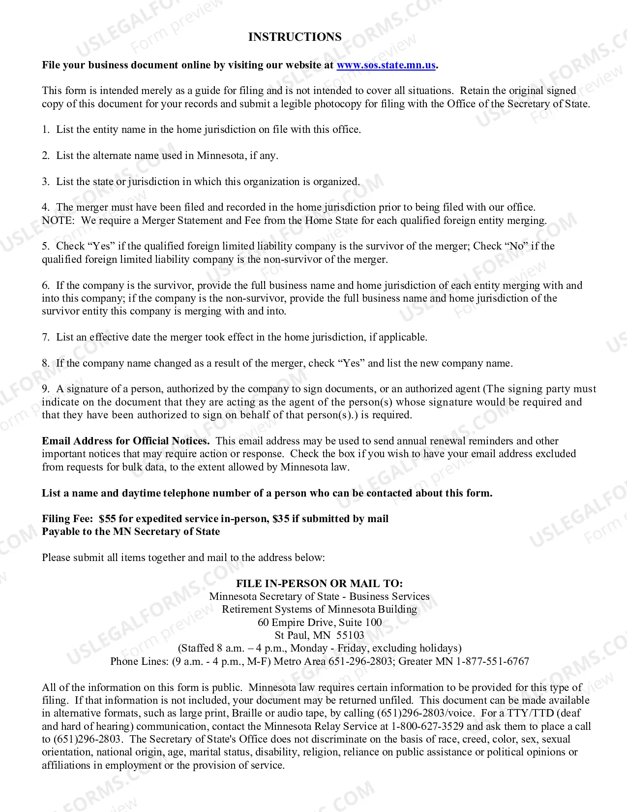 Preview Merger (Foreign LLC)