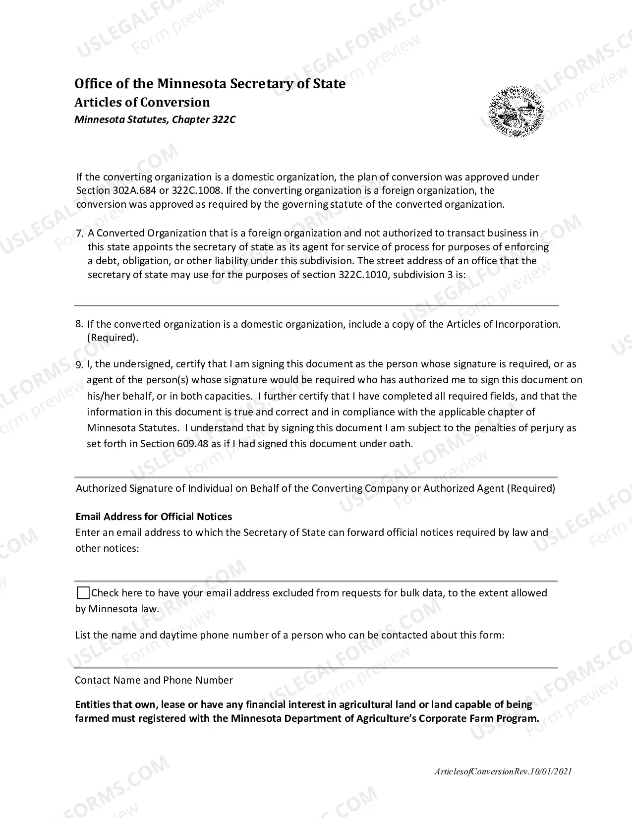 Preview Articles of Conversion under Chapter 322C.pdf