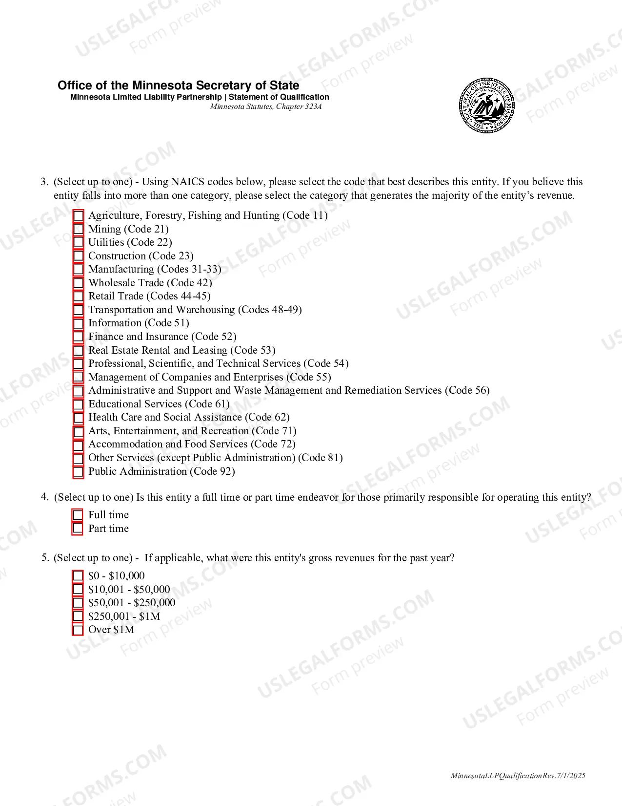 Preview Limited Liability Partnership Statement of Qualification