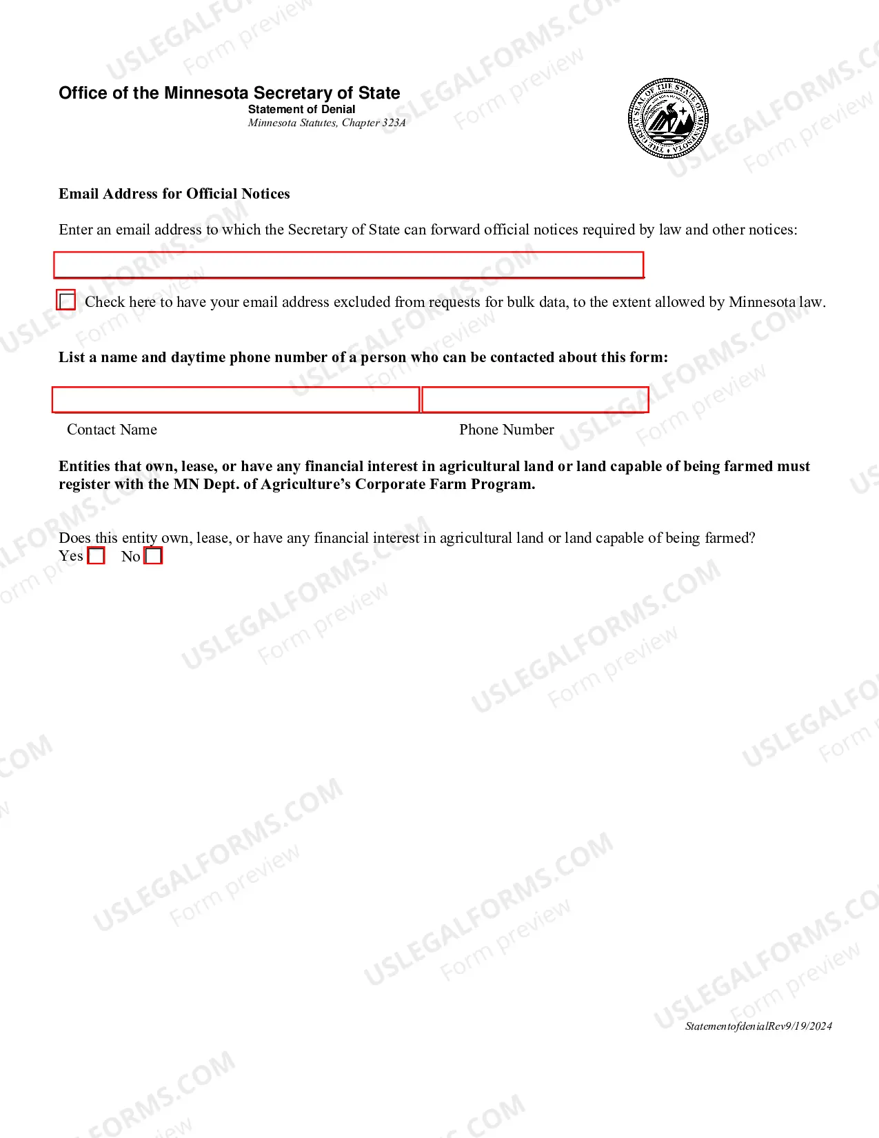 Preview Statement of Denial