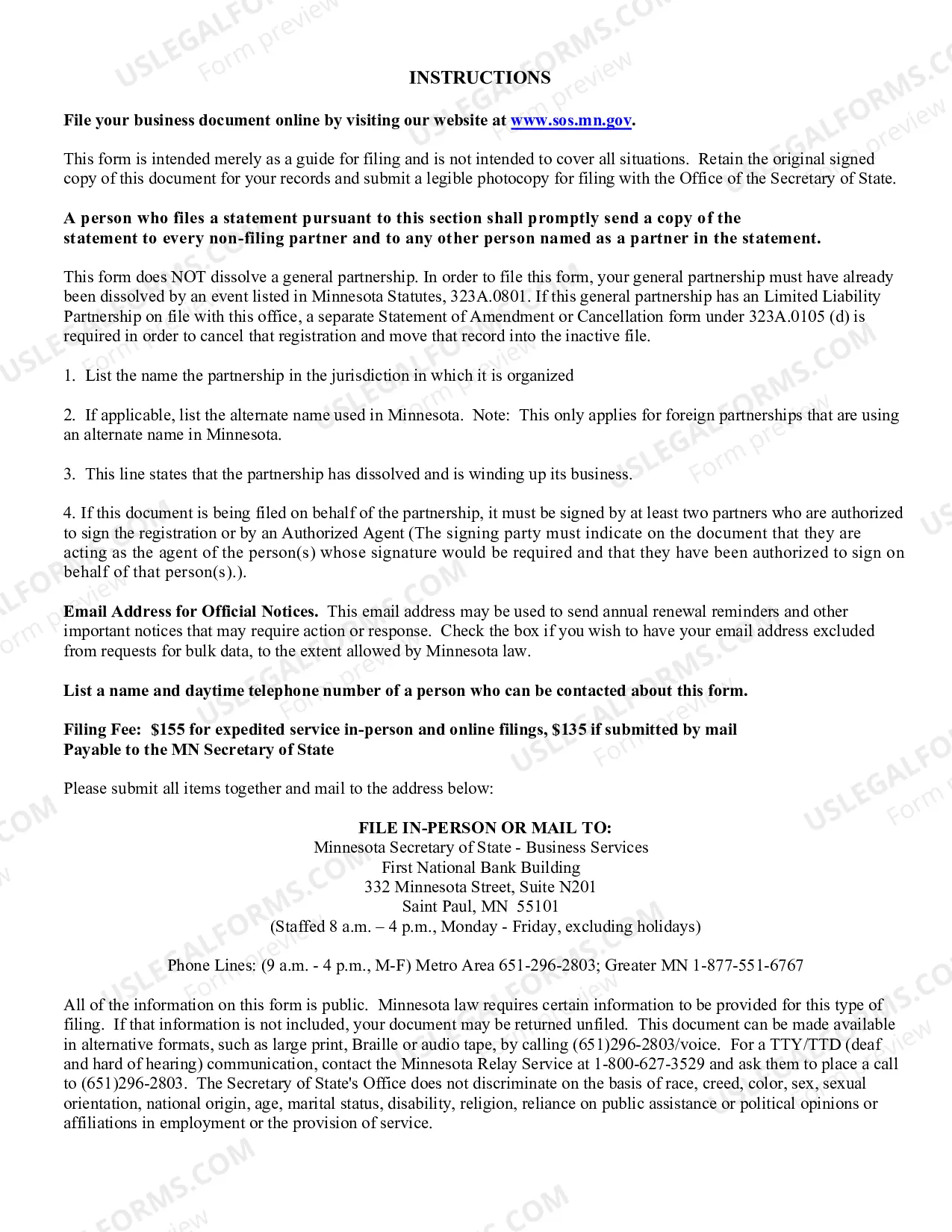 Preview Statement of Dissolution
