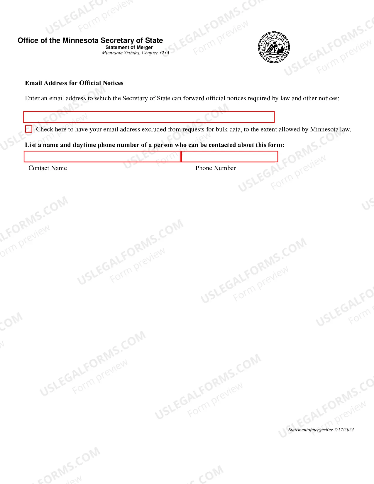 Preview Statement of Merger