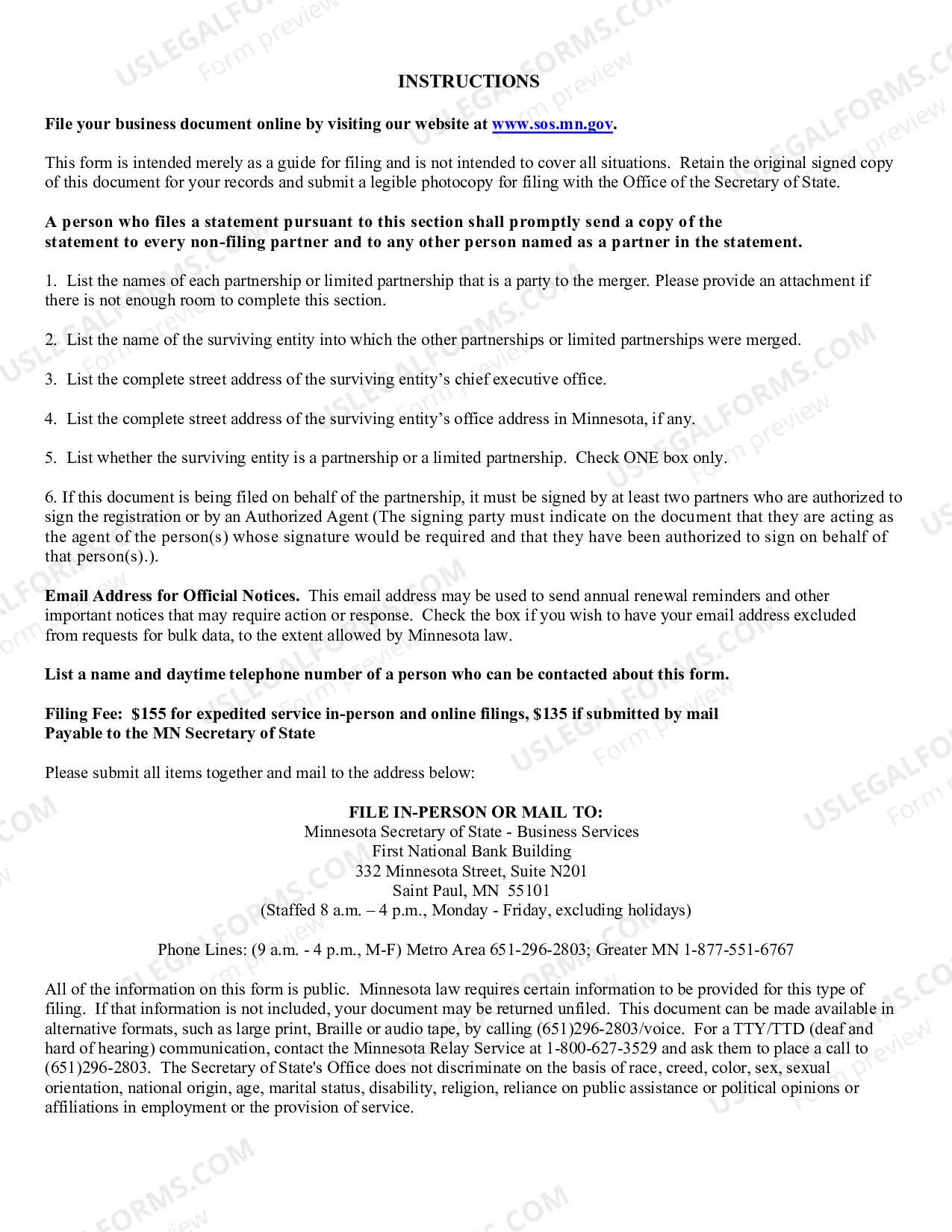 Preview Statement of Merger