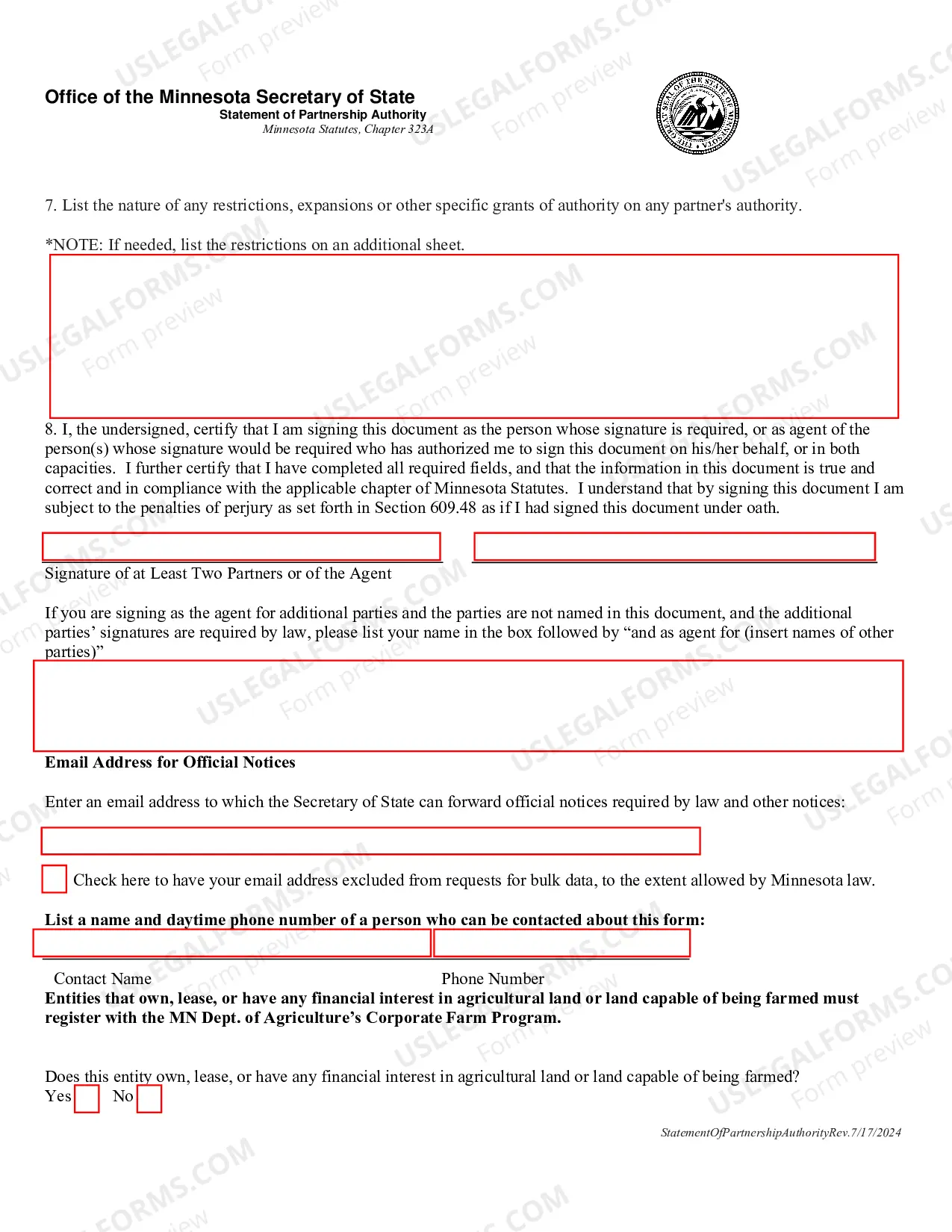 Preview Statement of Partnership Authority