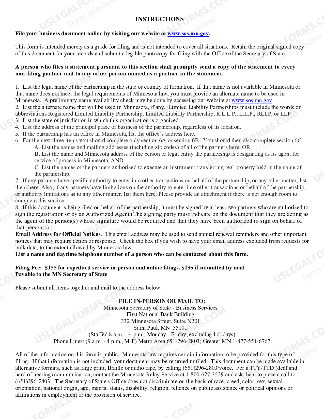Preview Statement of Partnership Authority