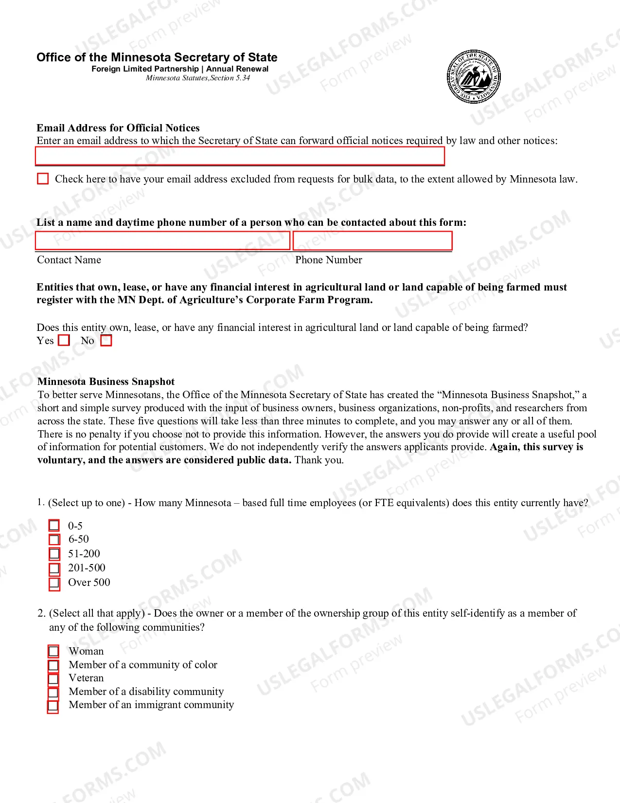 Preview Foreign Limited Partnership Annual Renewal