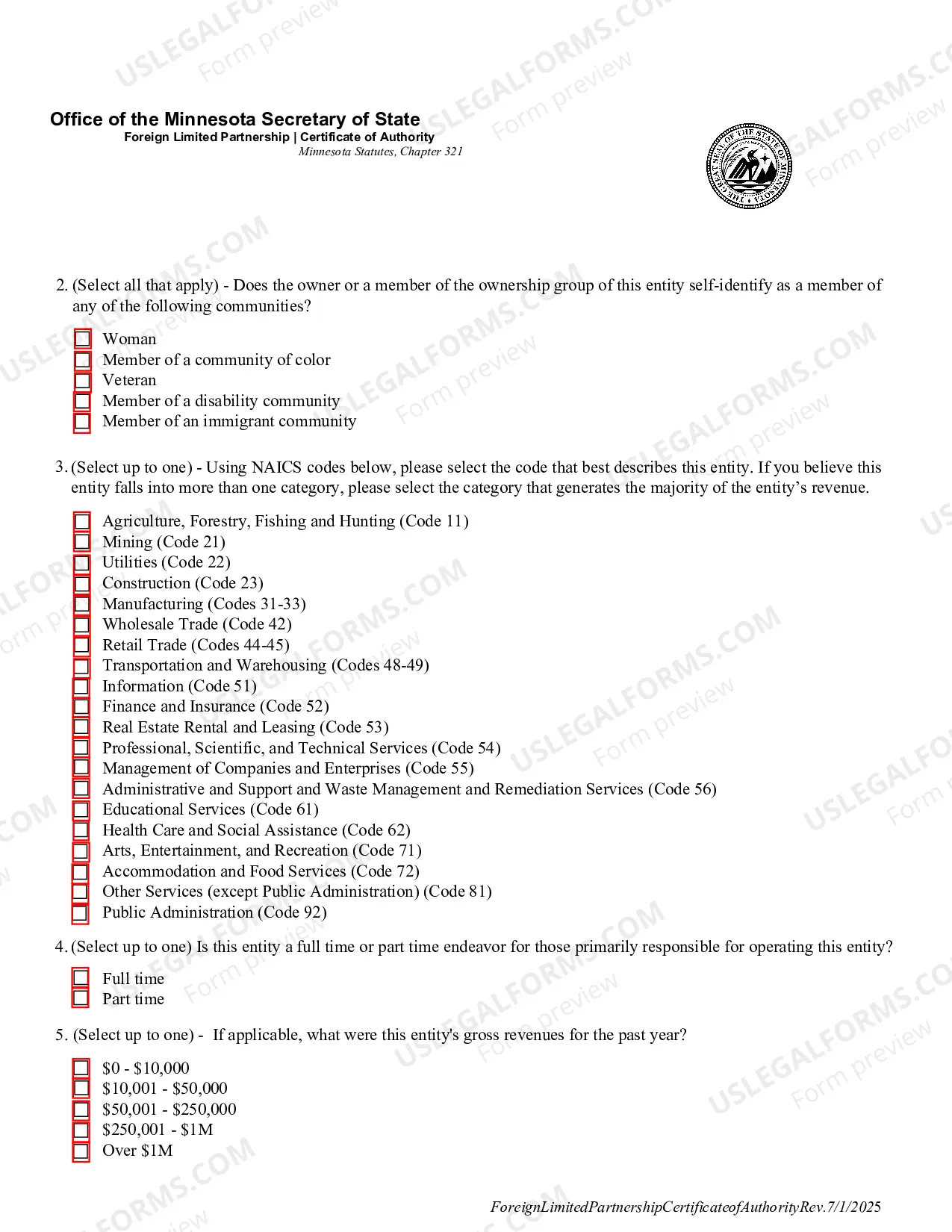 Preview Foreign Limited Partnership Certificate of Authority