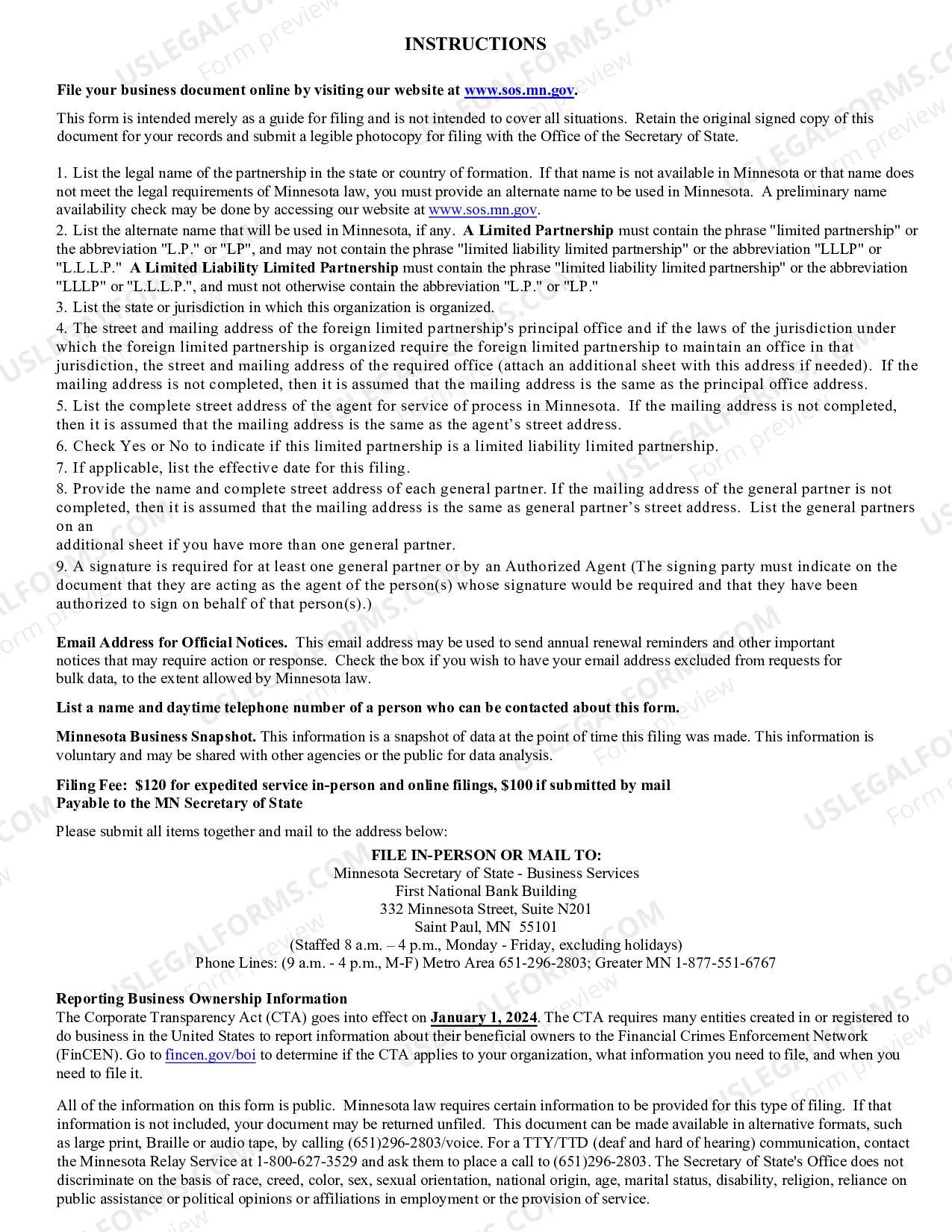 Preview Foreign Limited Partnership Certificate of Authority