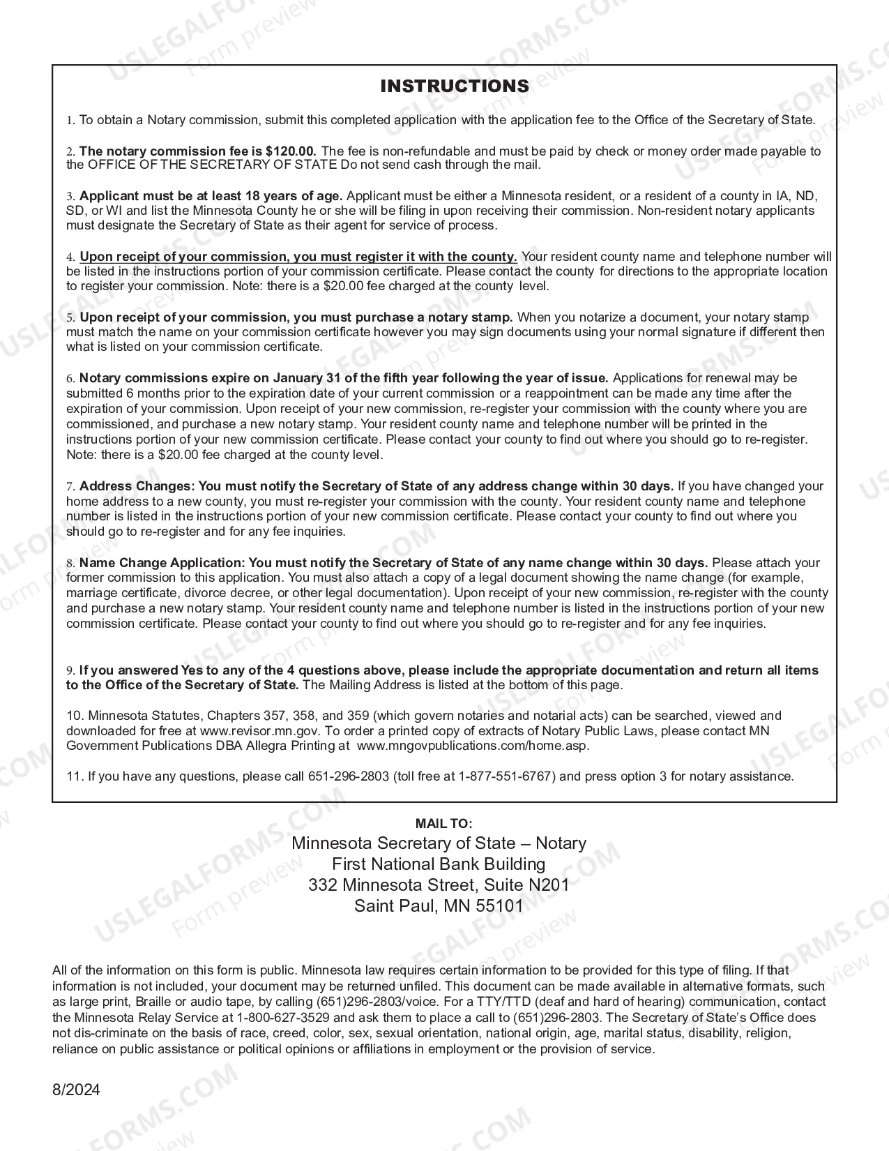 Preview Notary Commission Application