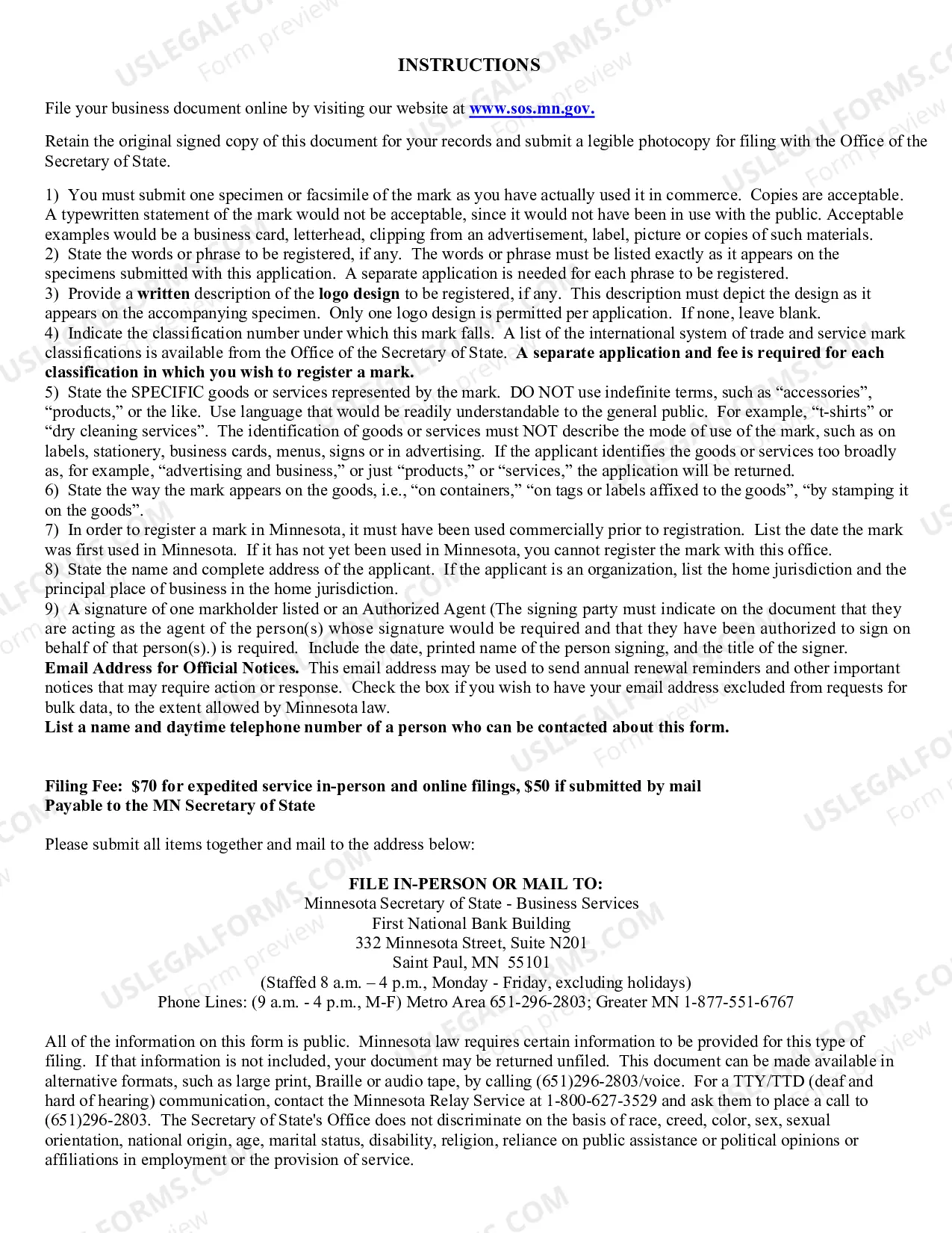Preview Application For Trademark Service Mark Certification Mark or Collective Mark