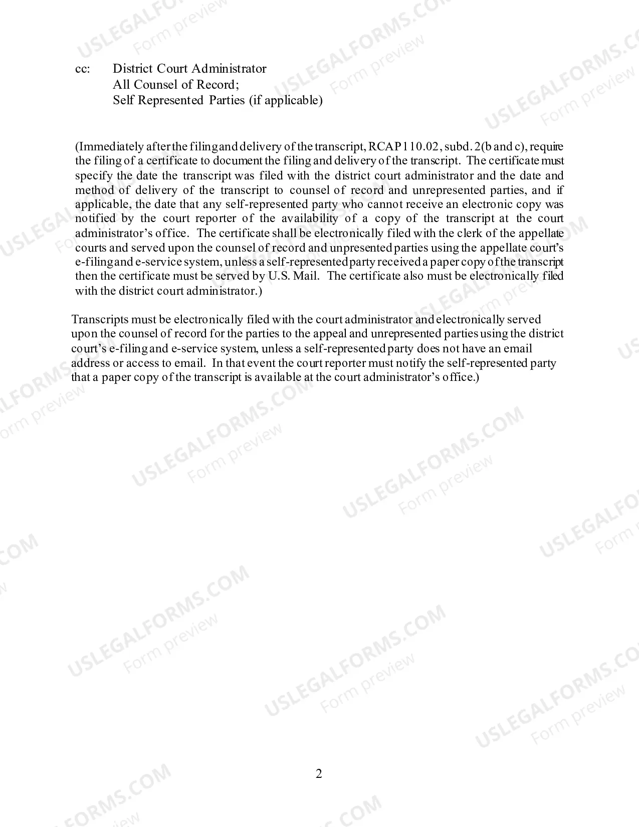 Preview Certificate of Filing and Delivery