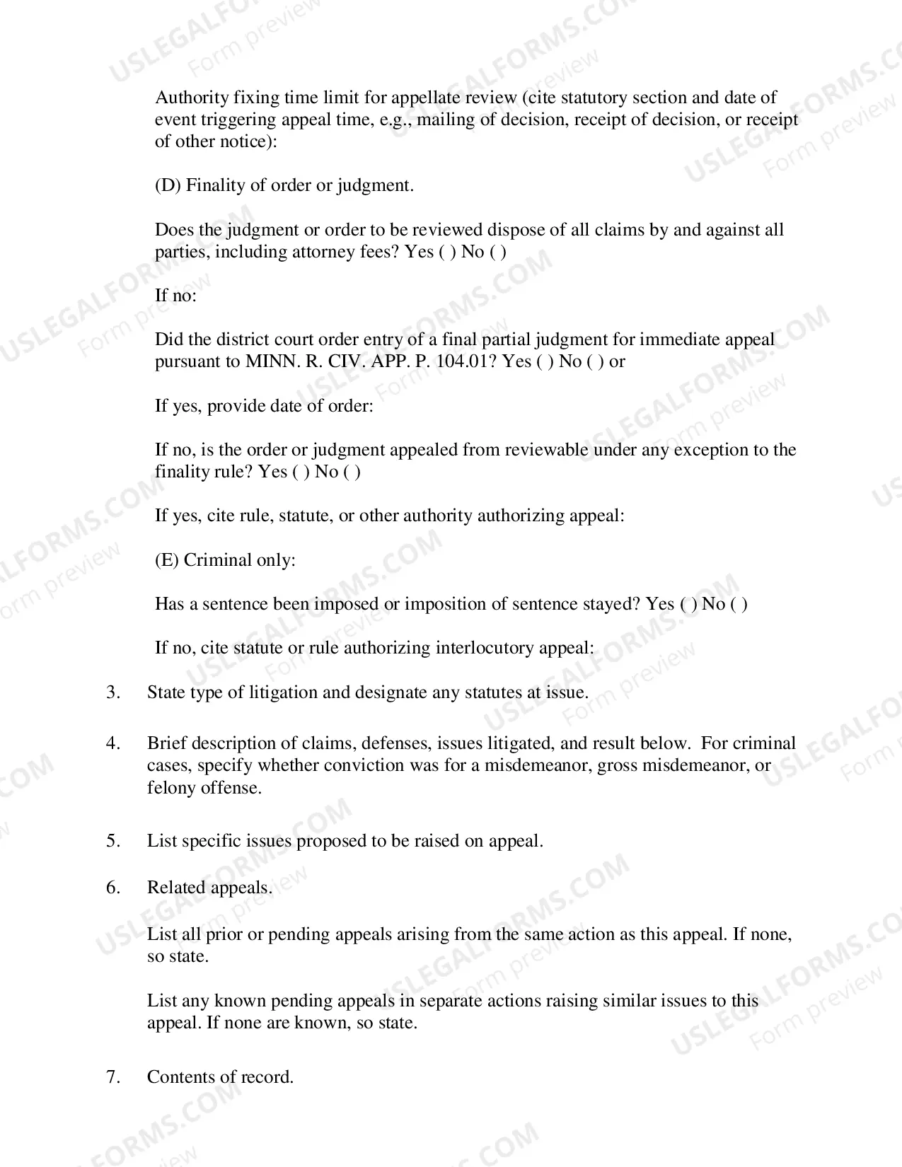 Preview Statement of The Case