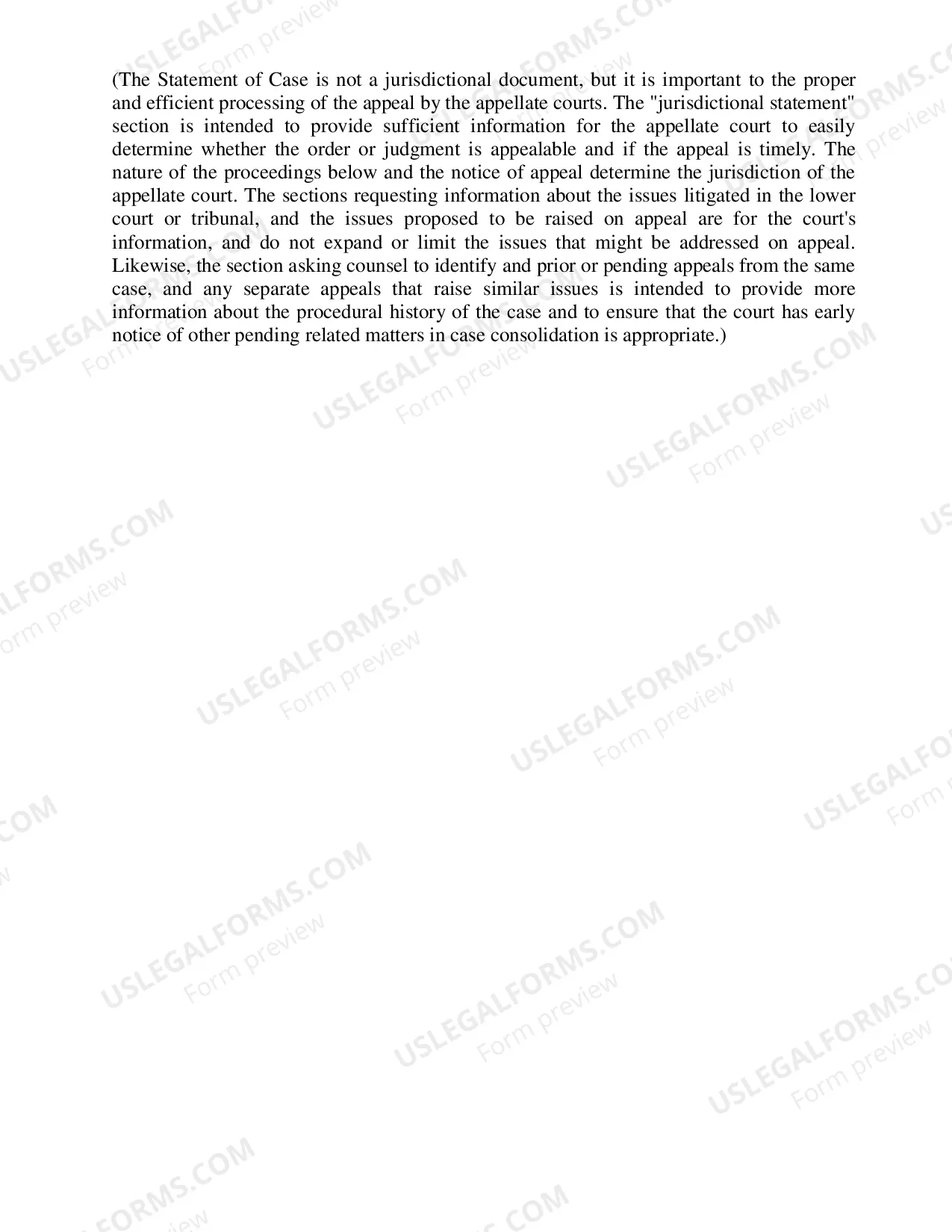 Preview Statement of The Case