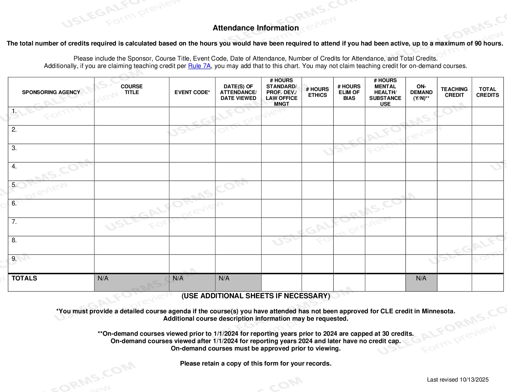 Preview Appendix V: Affidavit of CLE Transfer