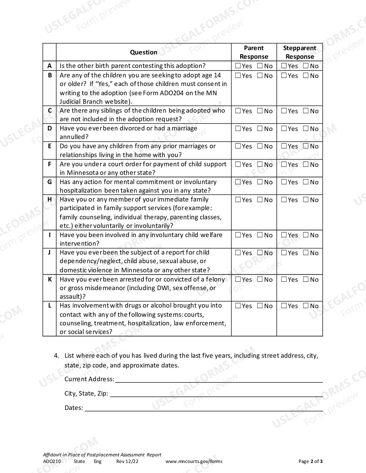 Preview Checklist If Post-Placement Assessment Is Waived