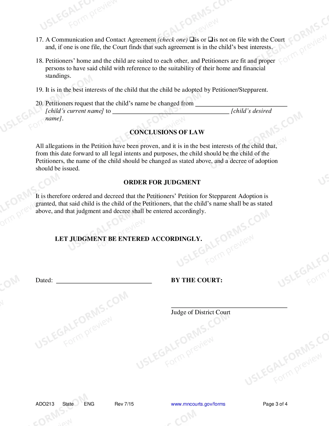 Preview Judgment and Decree of Adoption