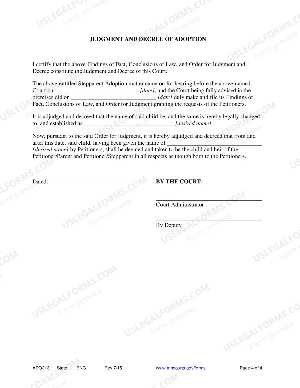 Preview Judgment and Decree of Adoption