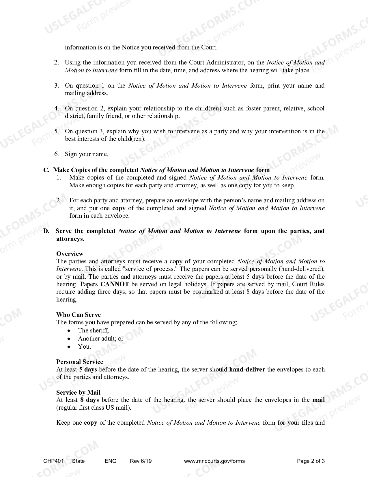 Preview Instructions - Motion to Intervene