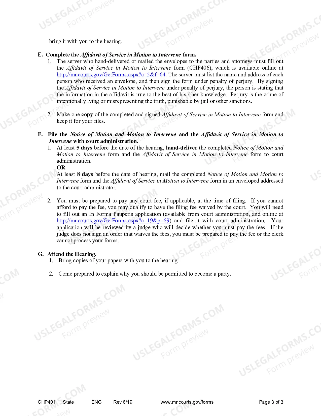Preview Instructions - Motion to Intervene