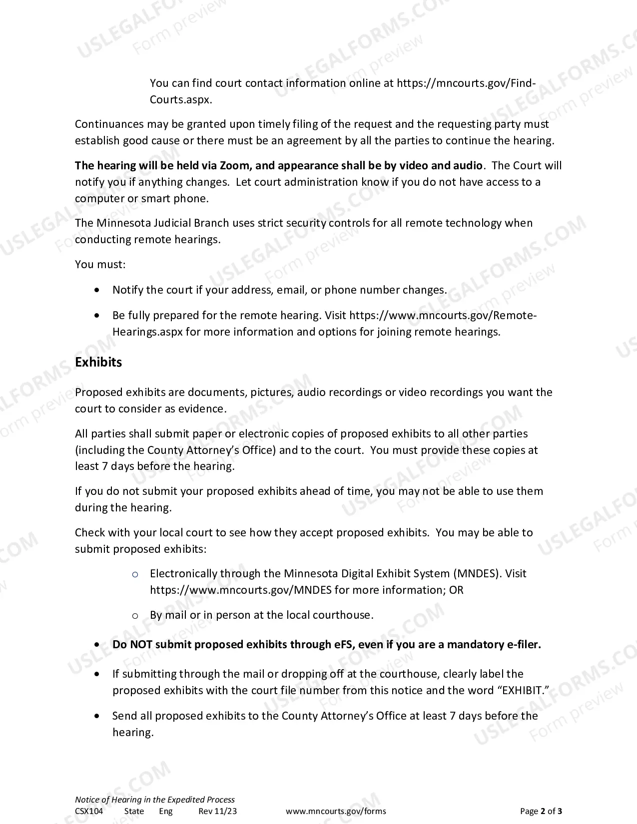 Preview Notice of Hearing