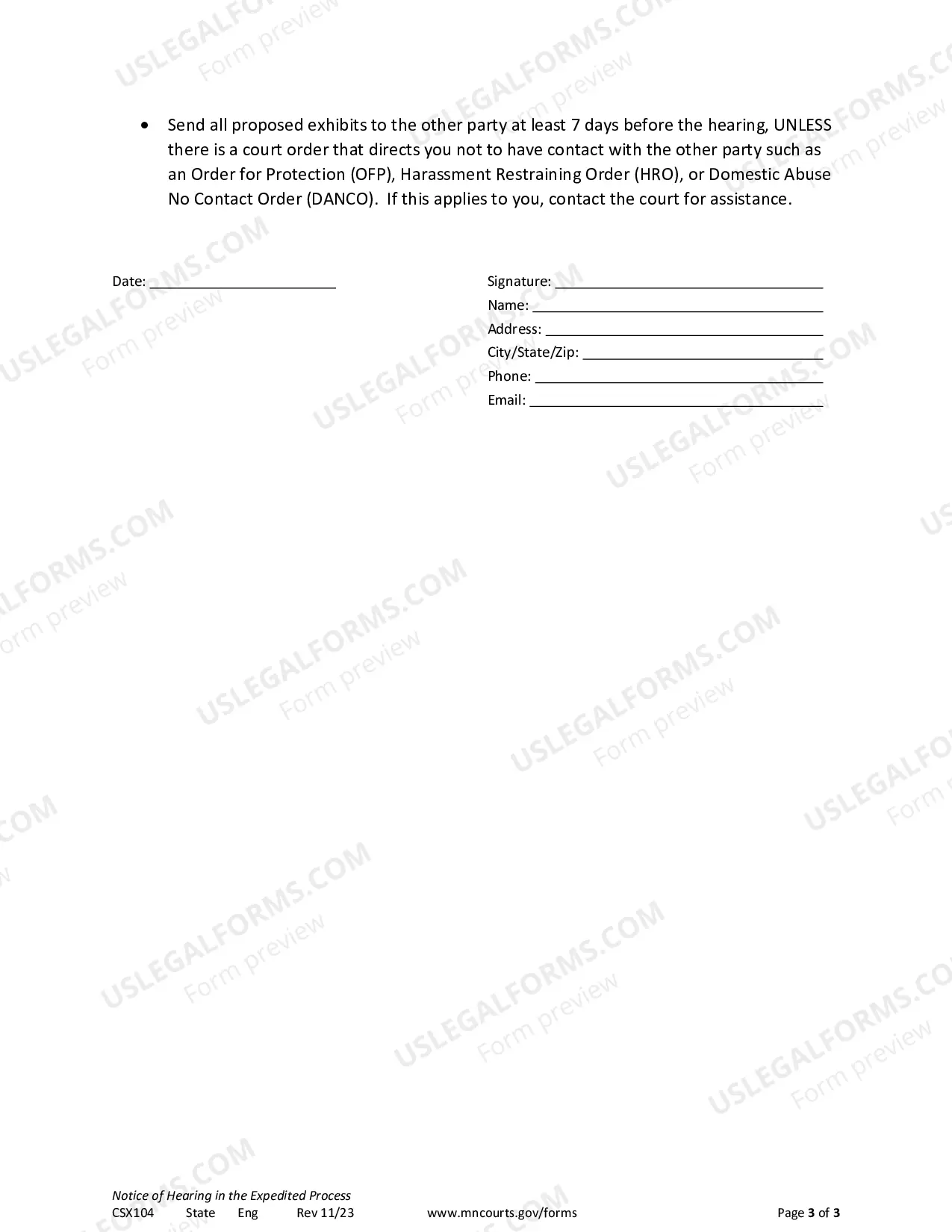 Preview Notice of Hearing
