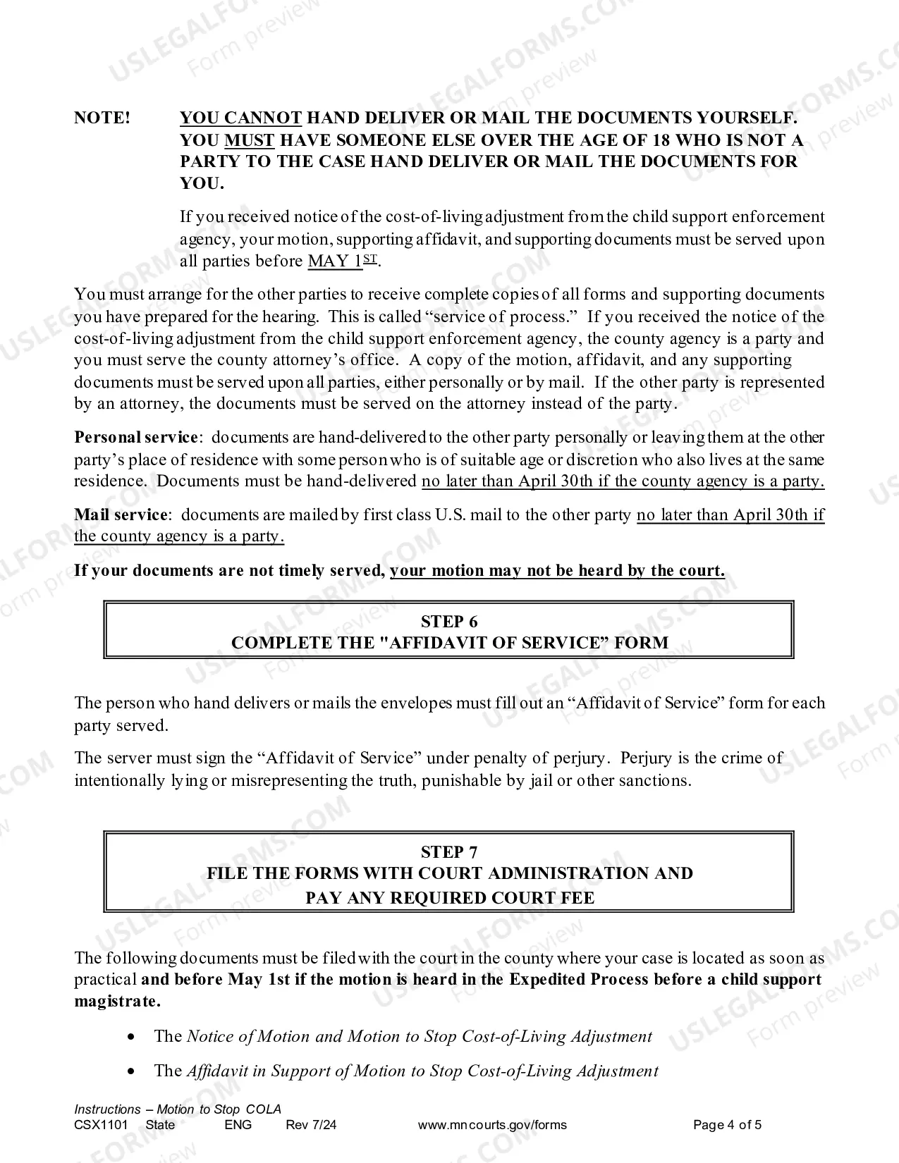 Preview Instructions - Motion to Stop COLA