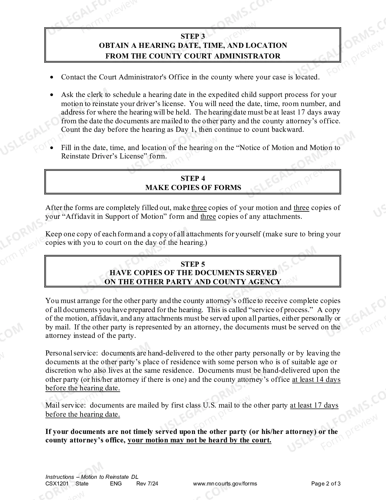 Preview Instructions - Motion to Reinstate Driver's License
