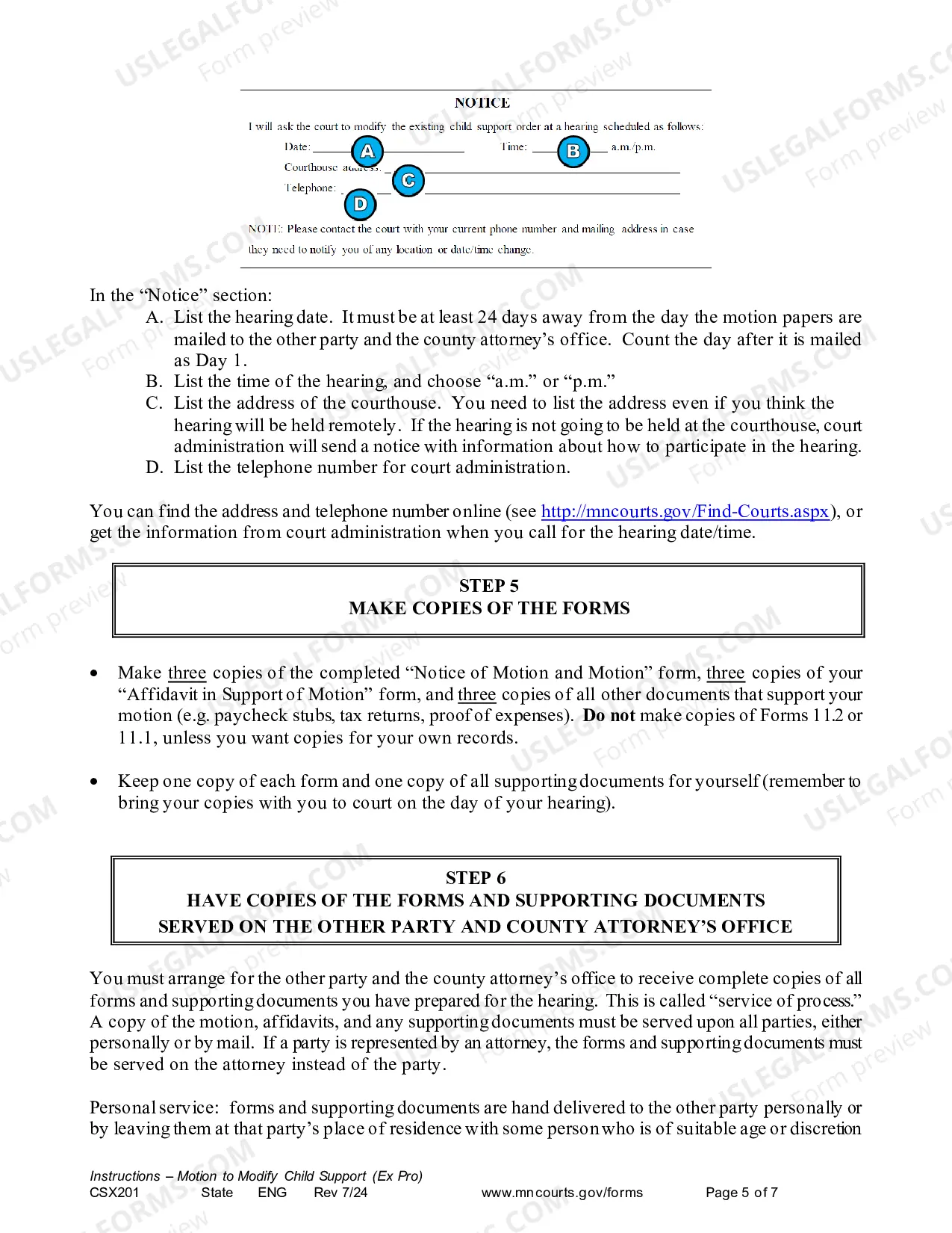 Preview Instructions - Motion to Modify Support