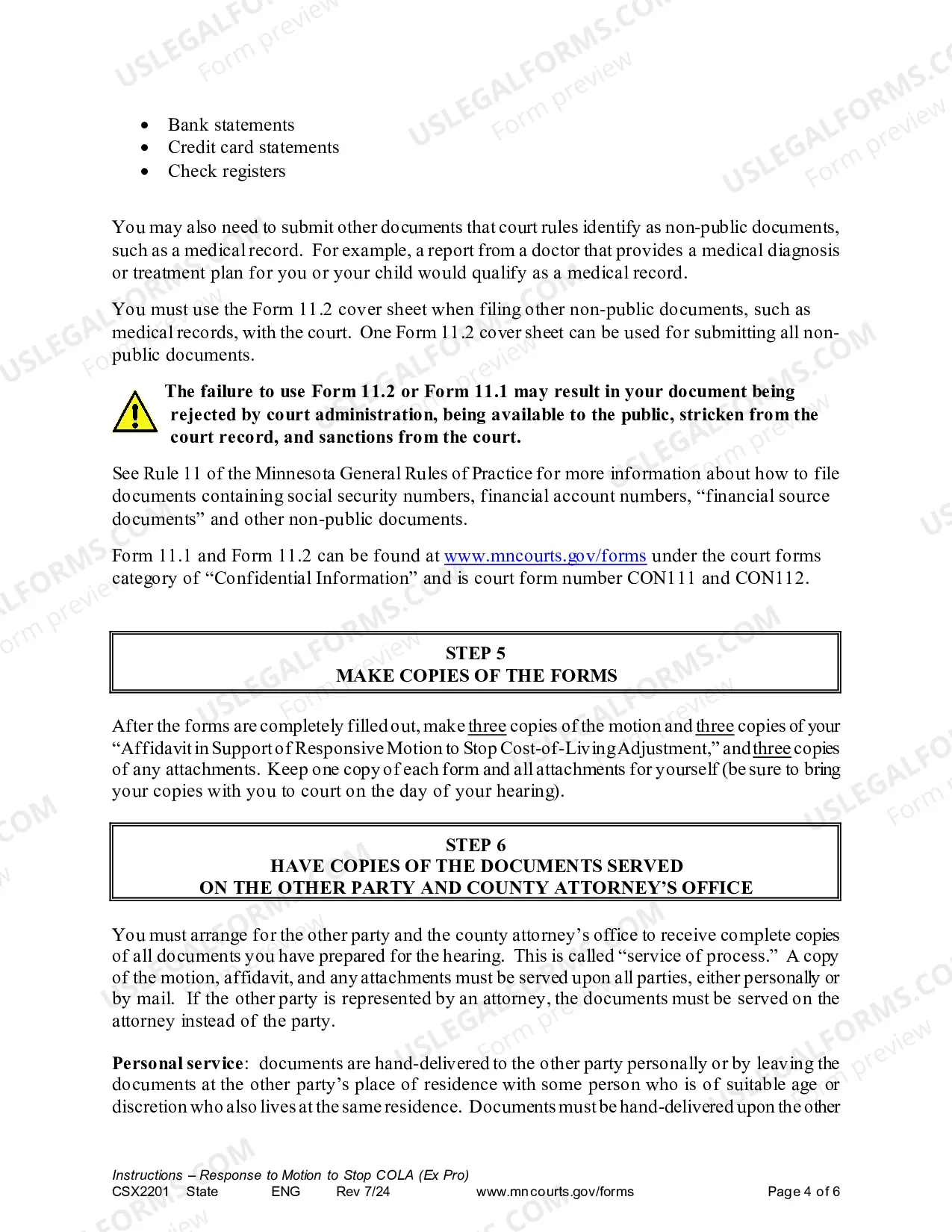 Preview Instructions for Response to Motion to Stop COLA