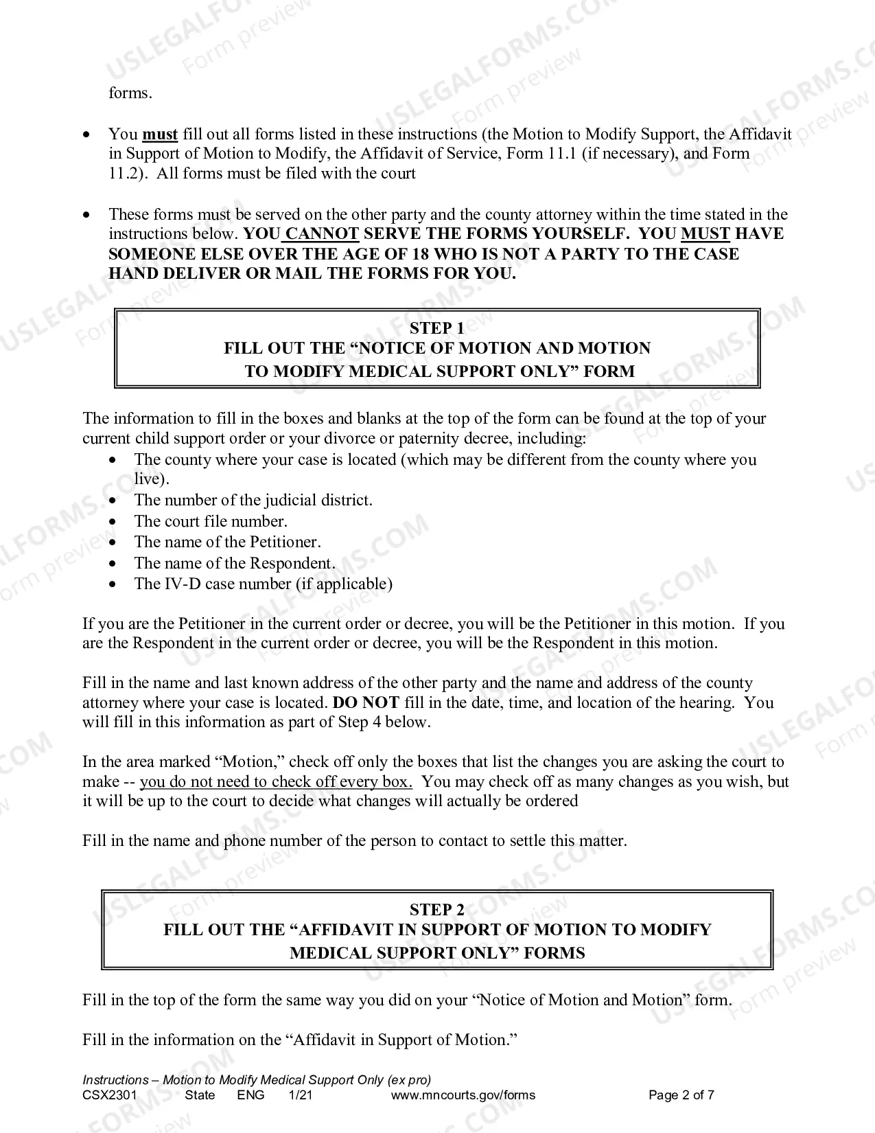 Preview Instruction - Motion to Modify Medical Support Only (Expedited Process)