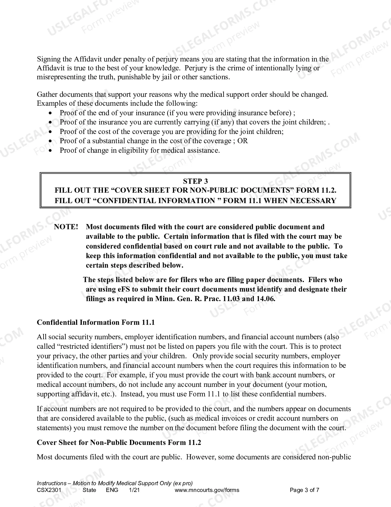 Preview Instruction - Motion to Modify Medical Support Only (Expedited Process)