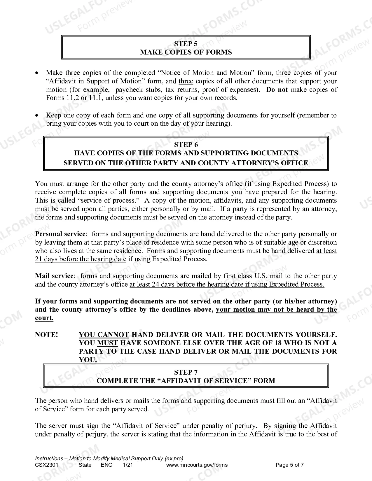 Preview Instruction - Motion to Modify Medical Support Only (Expedited Process)