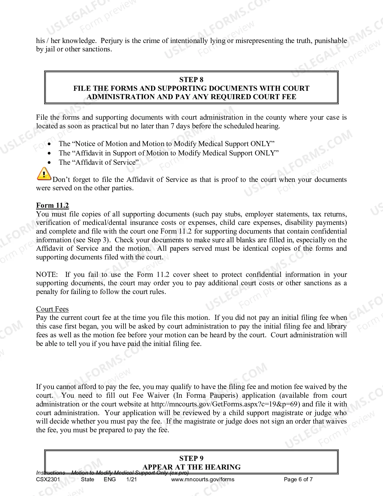 Preview Instruction - Motion to Modify Medical Support Only (Expedited Process)