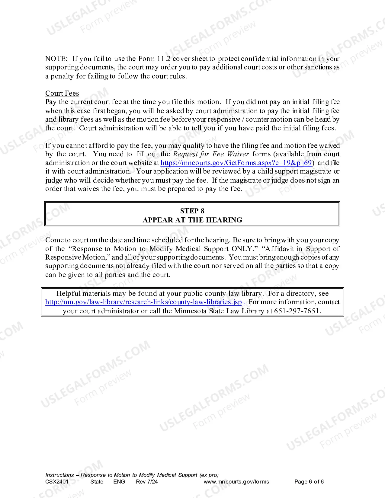 Preview Instructions - Responsive Motion to Modify Medical Support Only (Expedited Procedd)