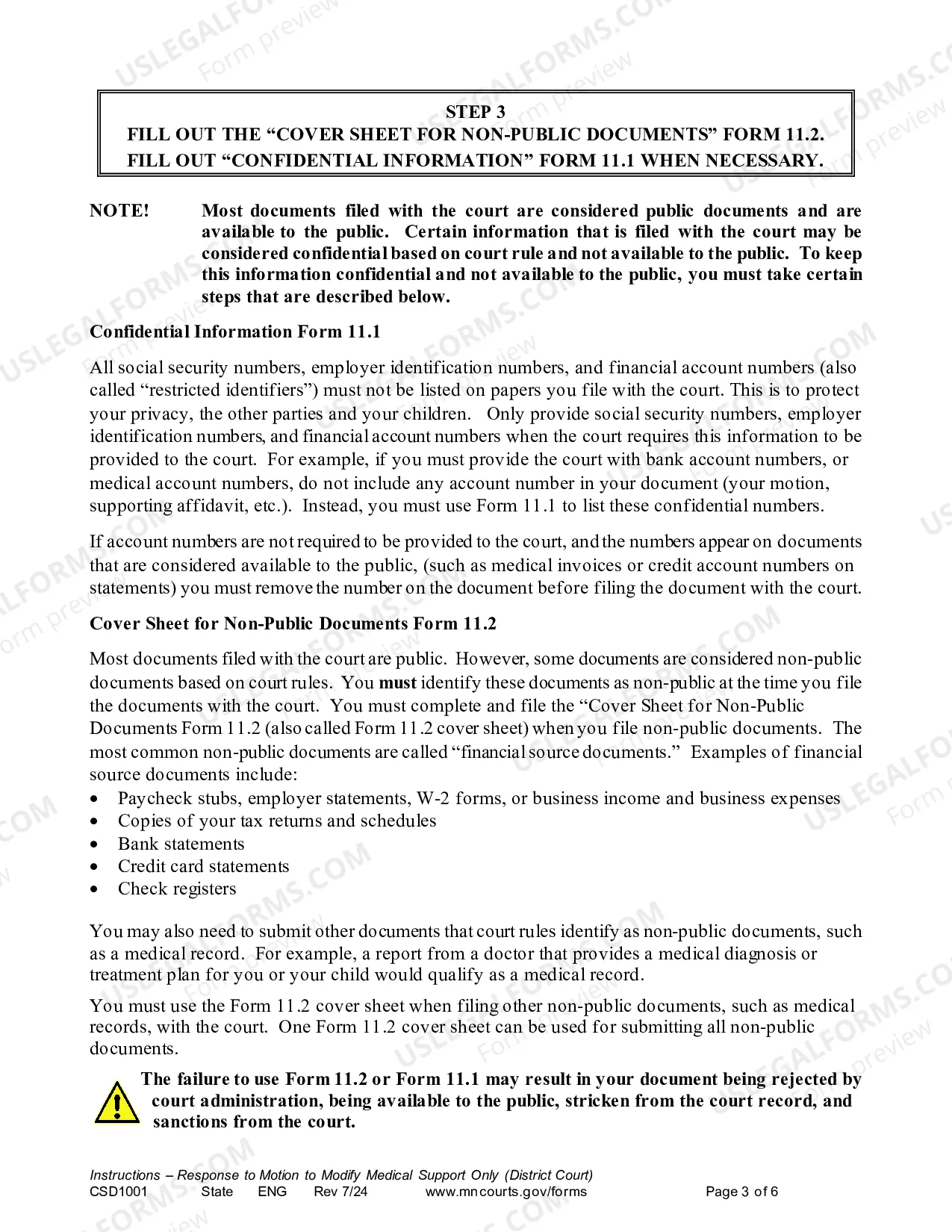 Preview Instruction - Responsive Motion to Modify Medical Support Only (District Court)