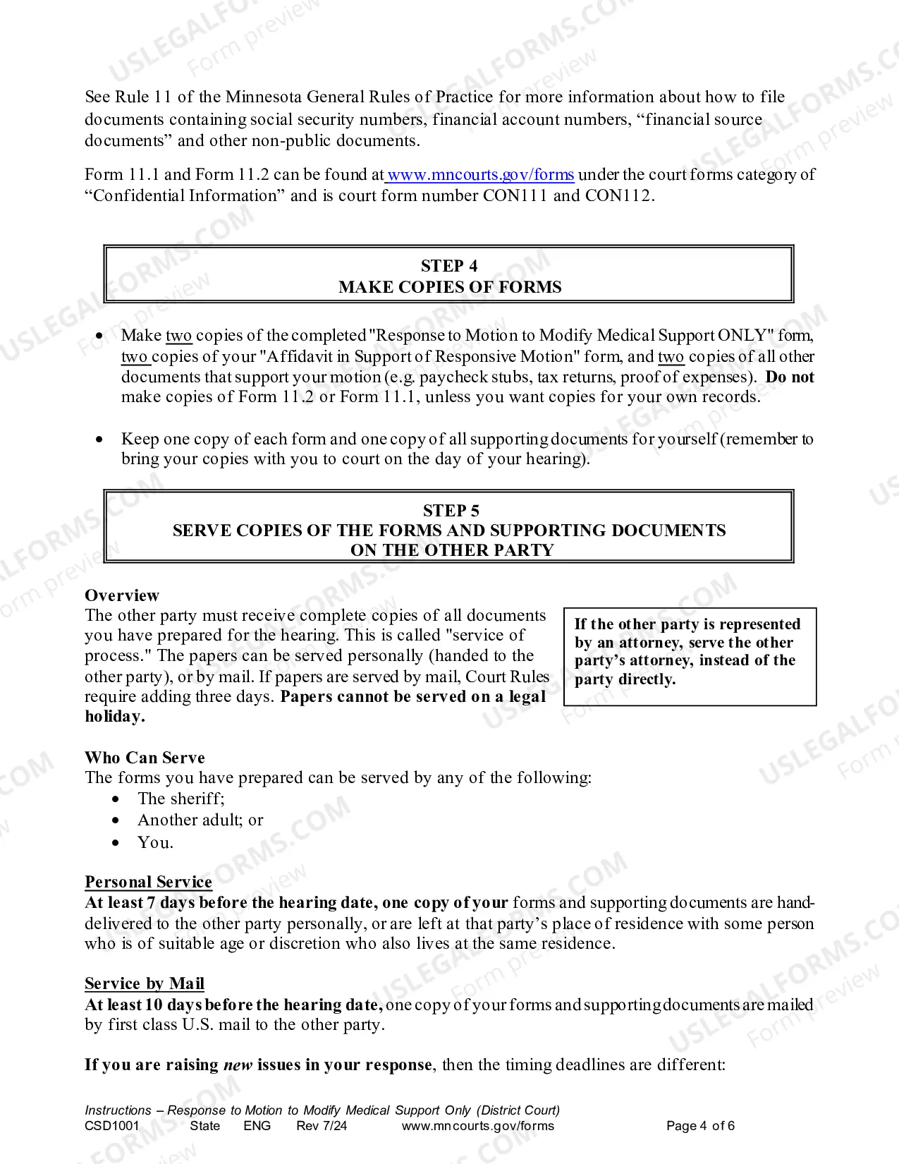 Preview Instruction - Responsive Motion to Modify Medical Support Only (District Court)