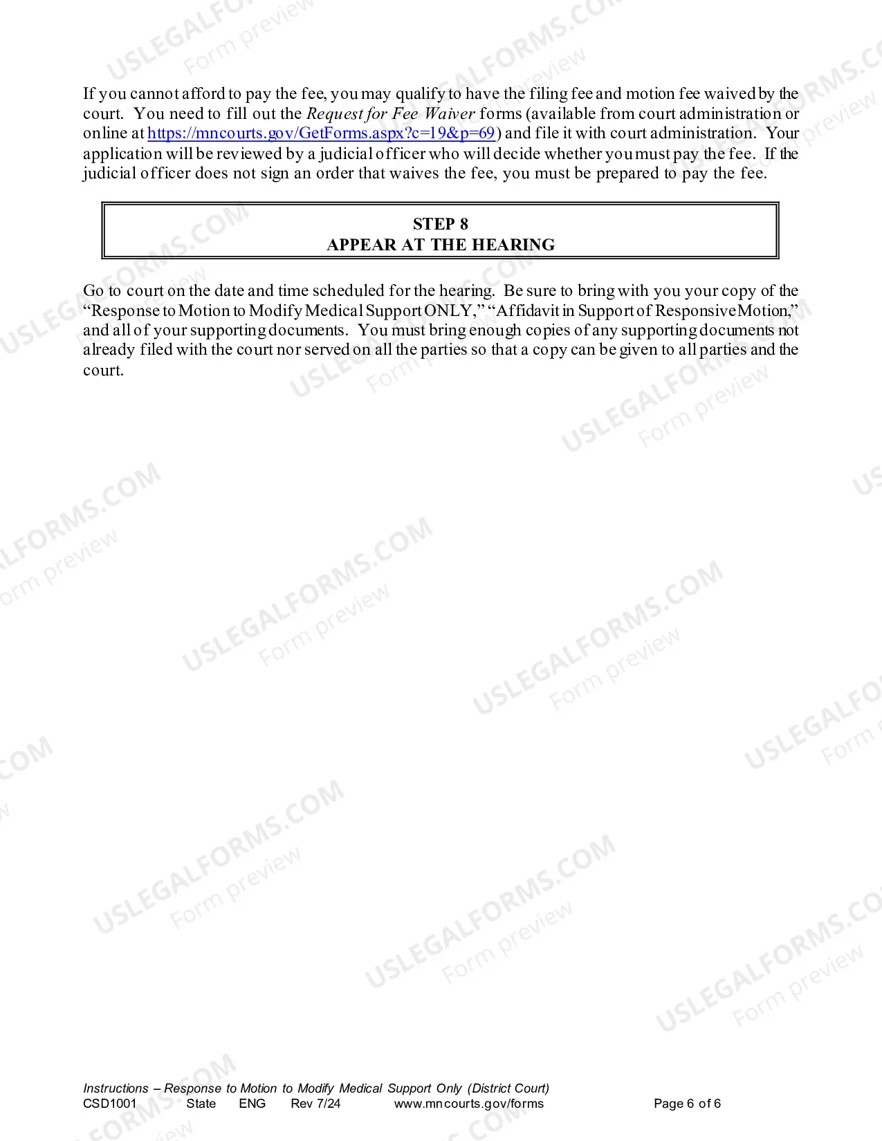 Preview Instruction - Responsive Motion to Modify Medical Support Only (District Court)