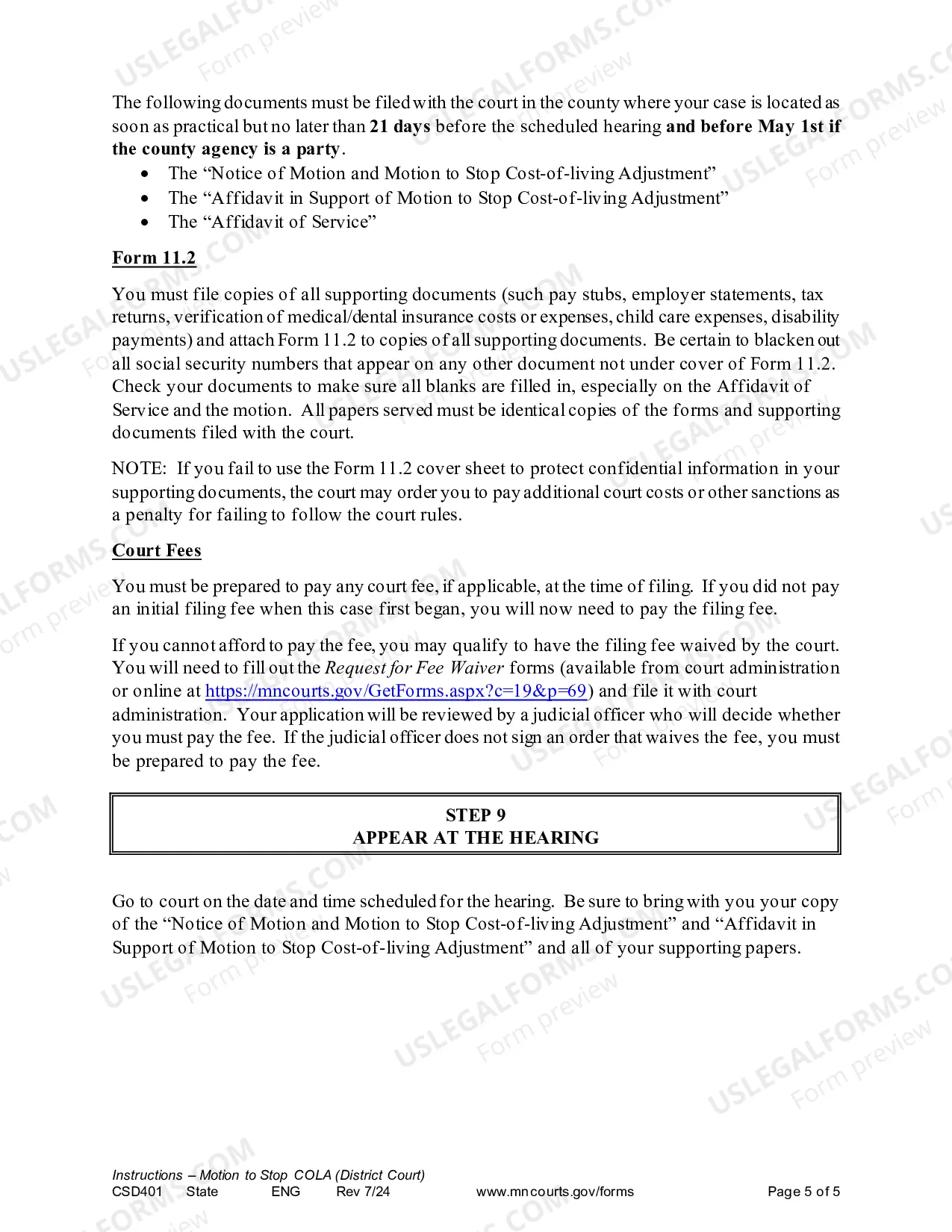 Preview Instructions - Motion to Stop COLA