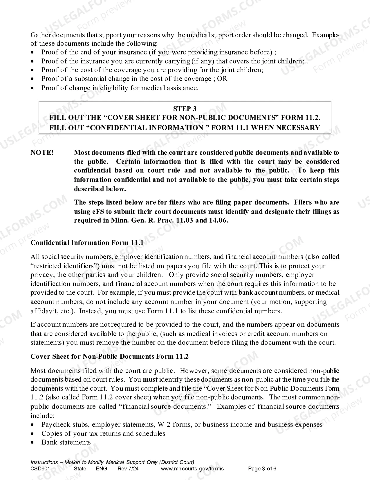 Preview Instruction - Motion to Modify Medical Support Only (District Court)