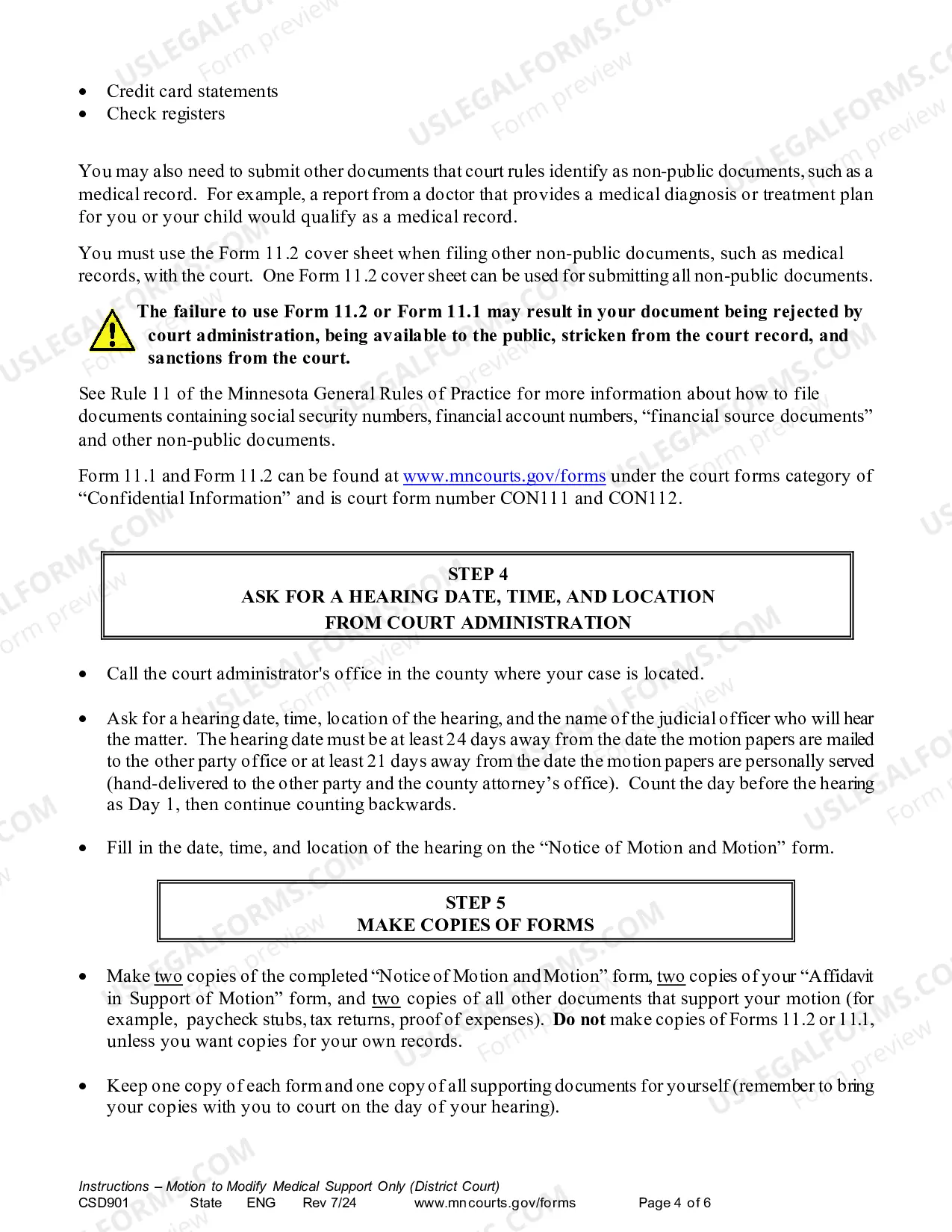 Preview Instruction - Motion to Modify Medical Support Only (District Court)