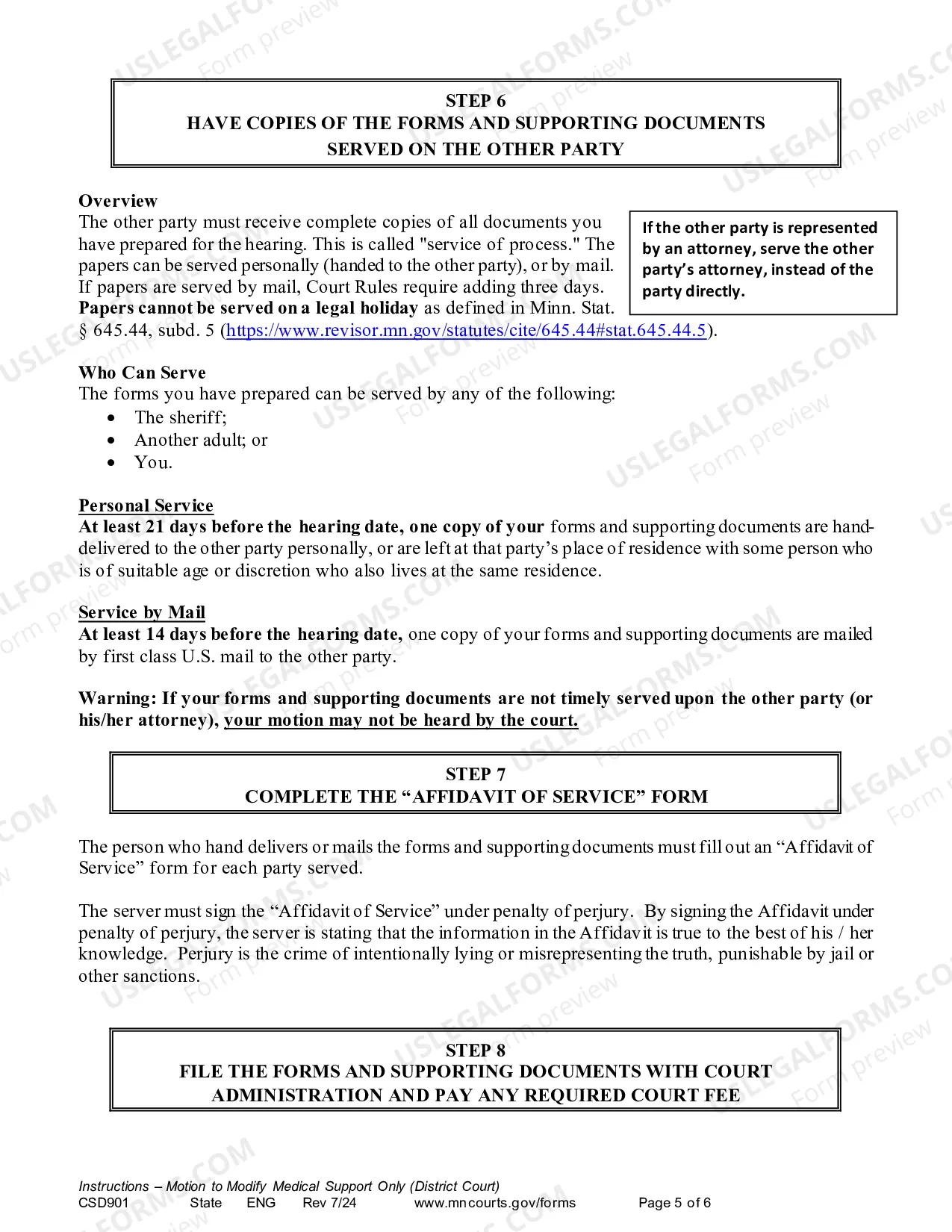 Preview Instruction - Motion to Modify Medical Support Only (District Court)