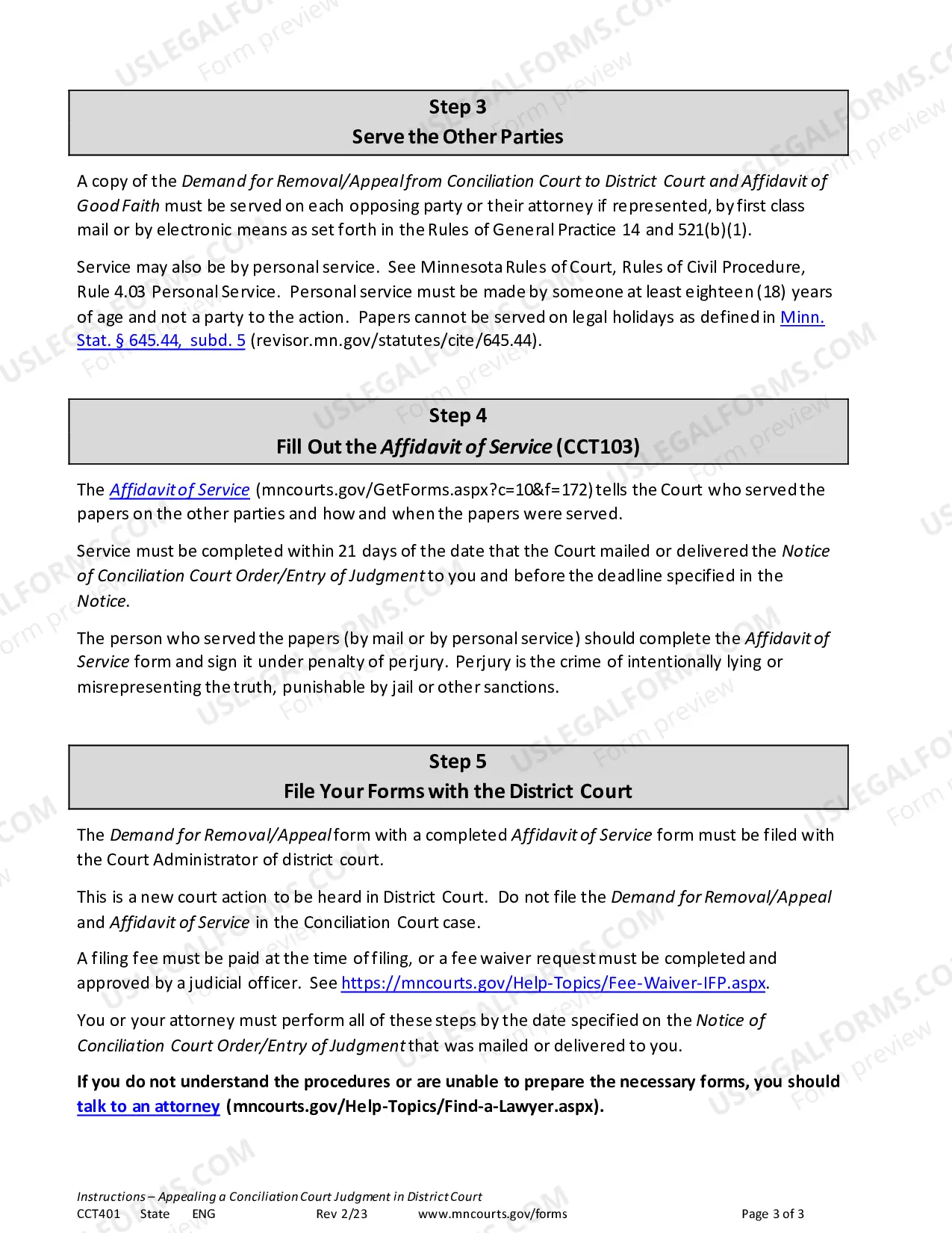 Preview Instructions - Demand for Removal