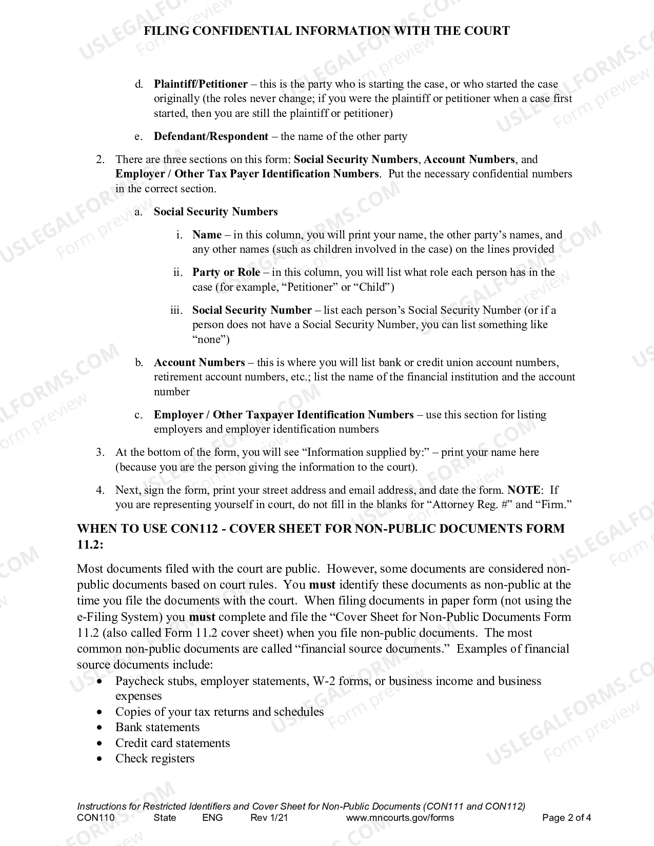 Preview Instructions for Restricted Identifiers and Confidential Financial Source Forms