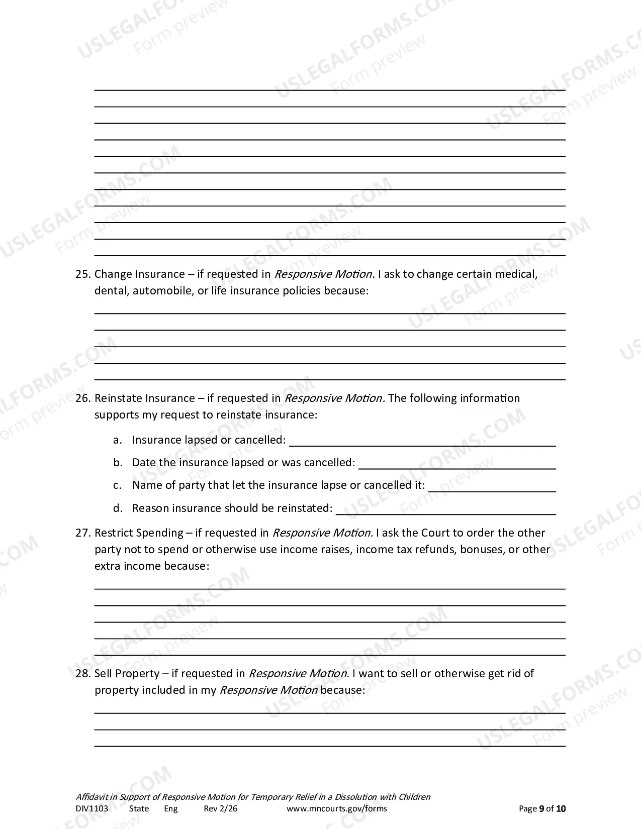 Preview Affidavit In Support of Responsive Motion For Temporary Relief With Children
