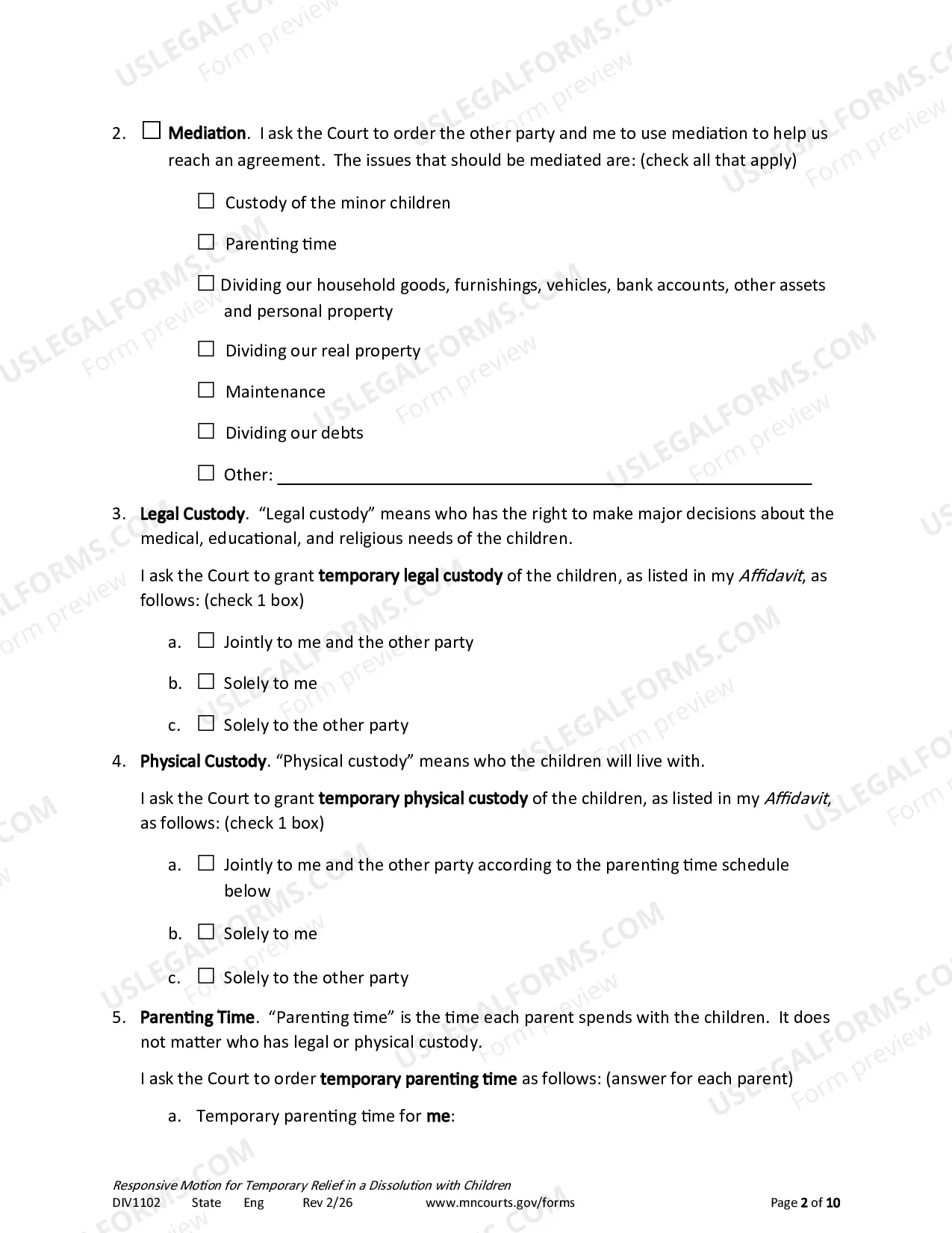 Preview Responsive Notice of Motion and Motion For Temporary Relief With Children