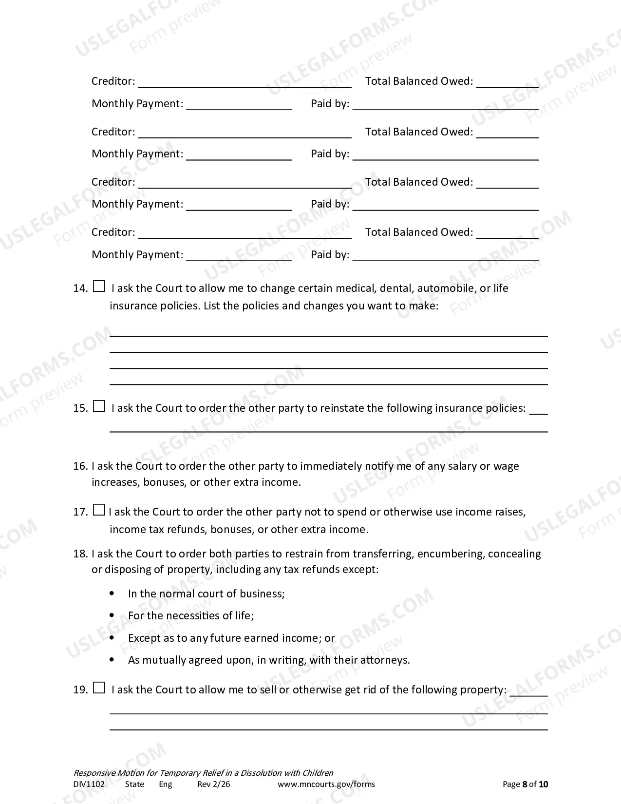 Preview Responsive Notice of Motion and Motion For Temporary Relief With Children