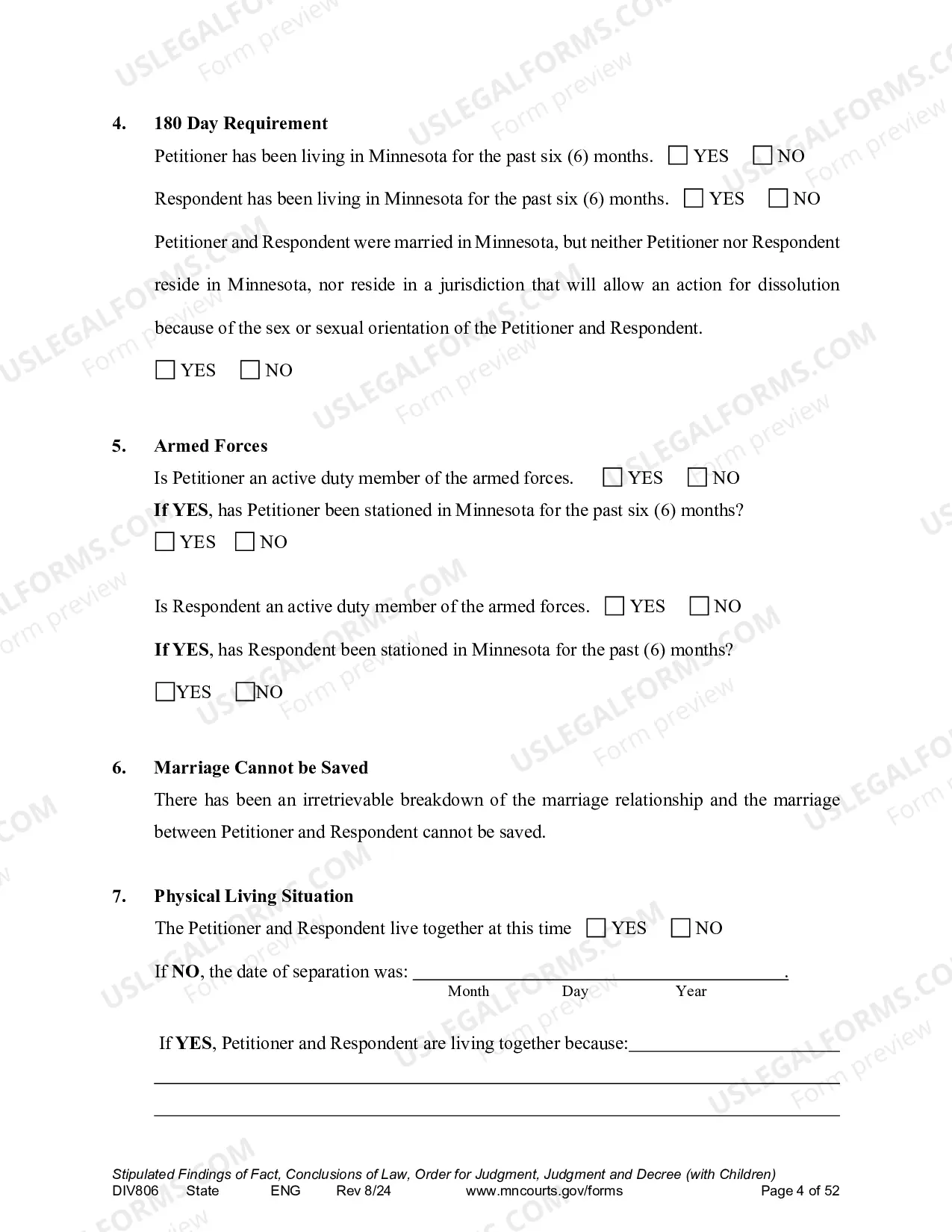 Preview Stipulated Findings of Fact (Dissolution With Children)