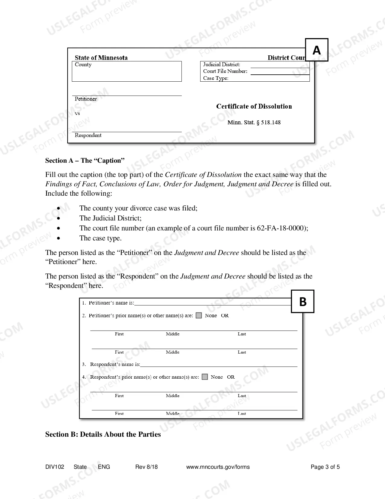 Preview Instructions - Completing Certificate of Dissolution Form